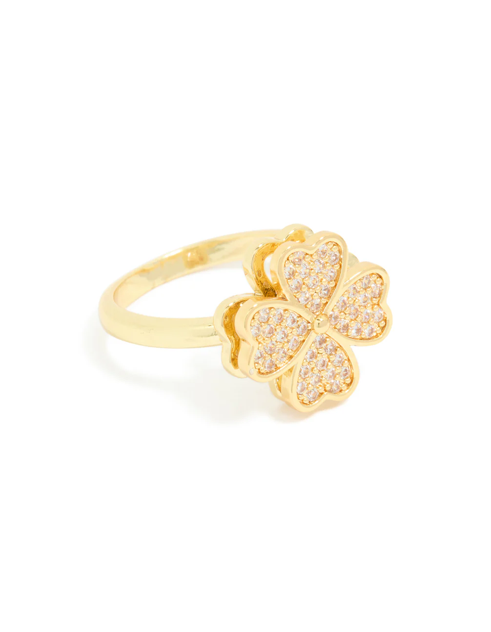 Waterproof Gold Plated Stainless Steel Spinning Clover Ring - Image 2
