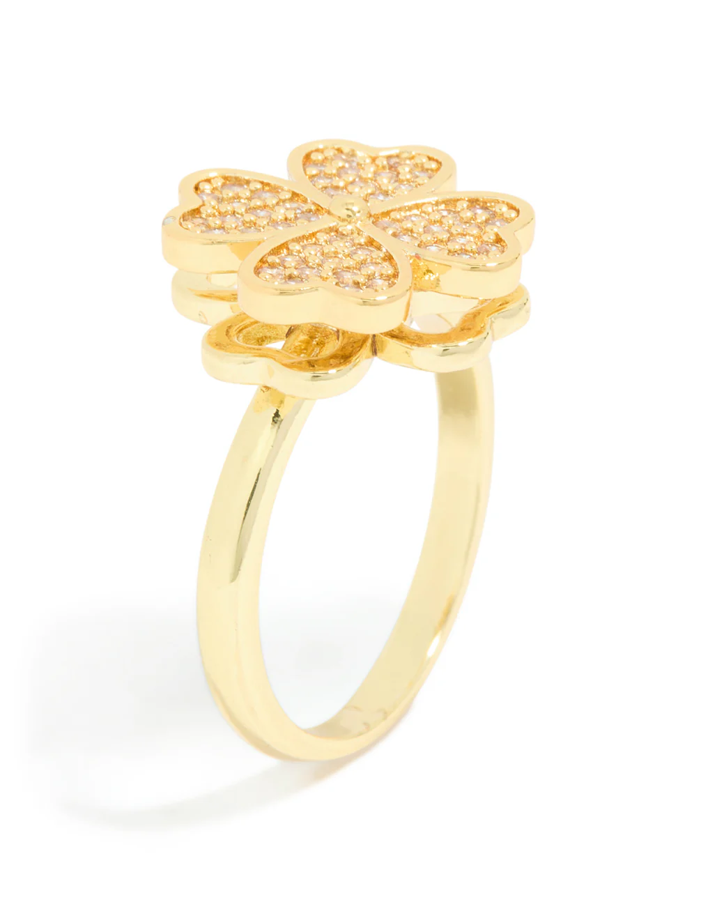 Waterproof Gold Plated Stainless Steel Spinning Clover Ring - Image 4