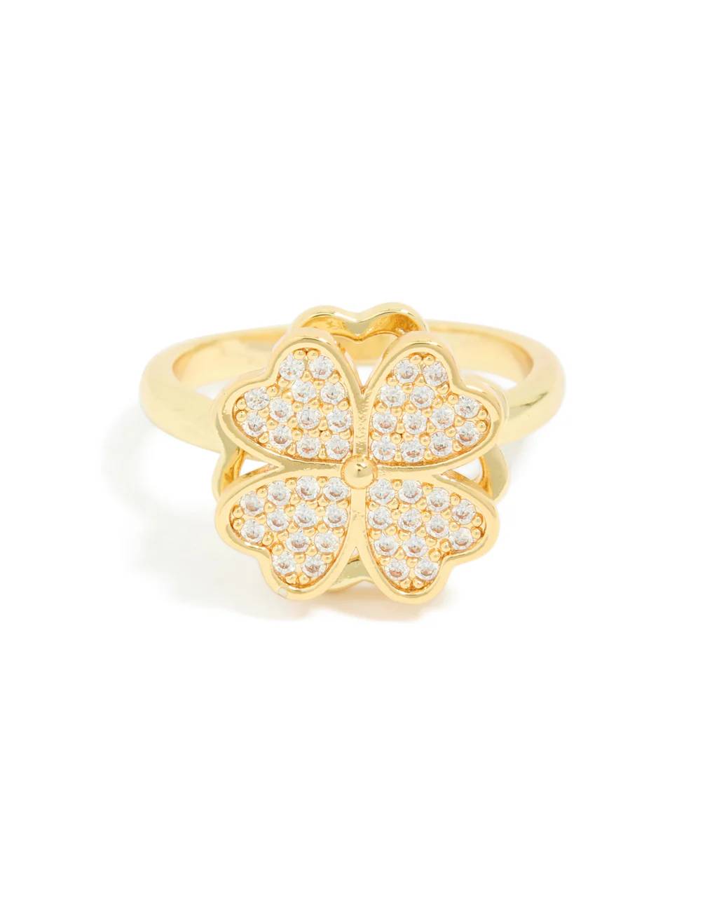 Waterproof Gold Plated Stainless Steel Spinning Clover Ring - Image 5