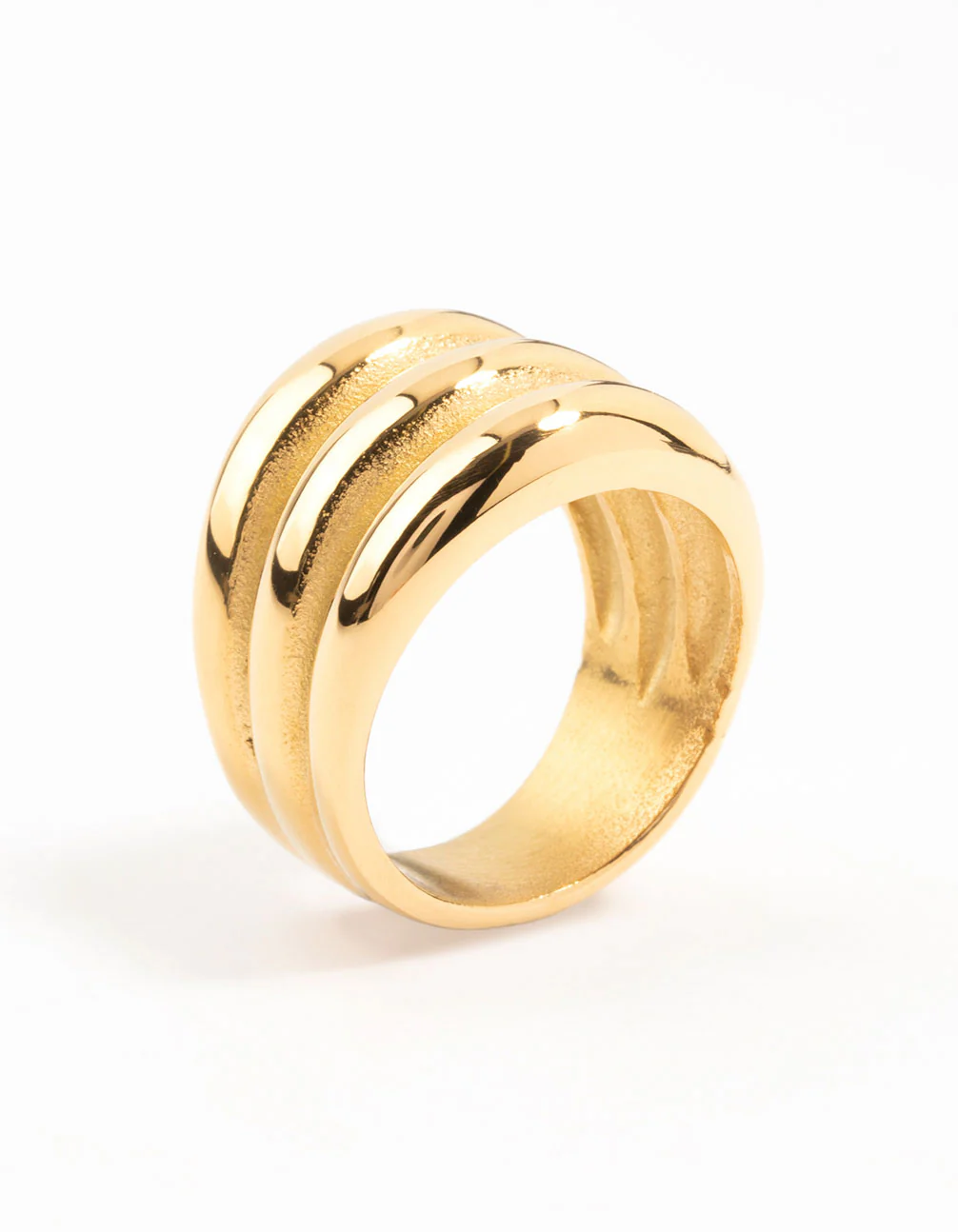 Waterproof Gold Plated Stainless Steel Stacked Cocktail Ring - Image 2