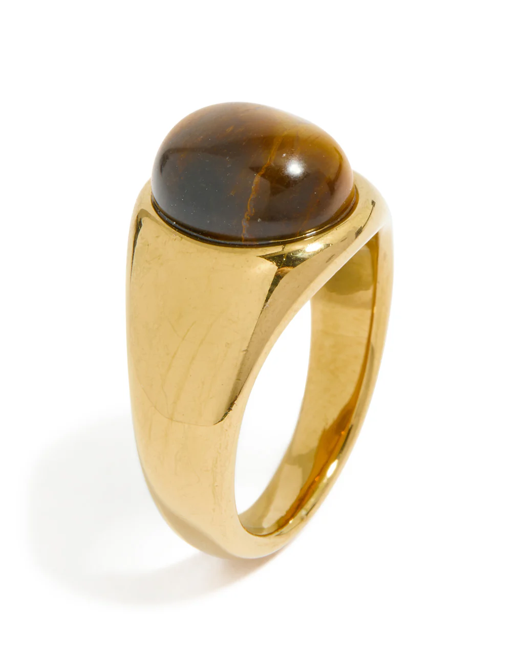 Waterproof Gold Plated Stainless Steel Statement Stone Ring - Image 4