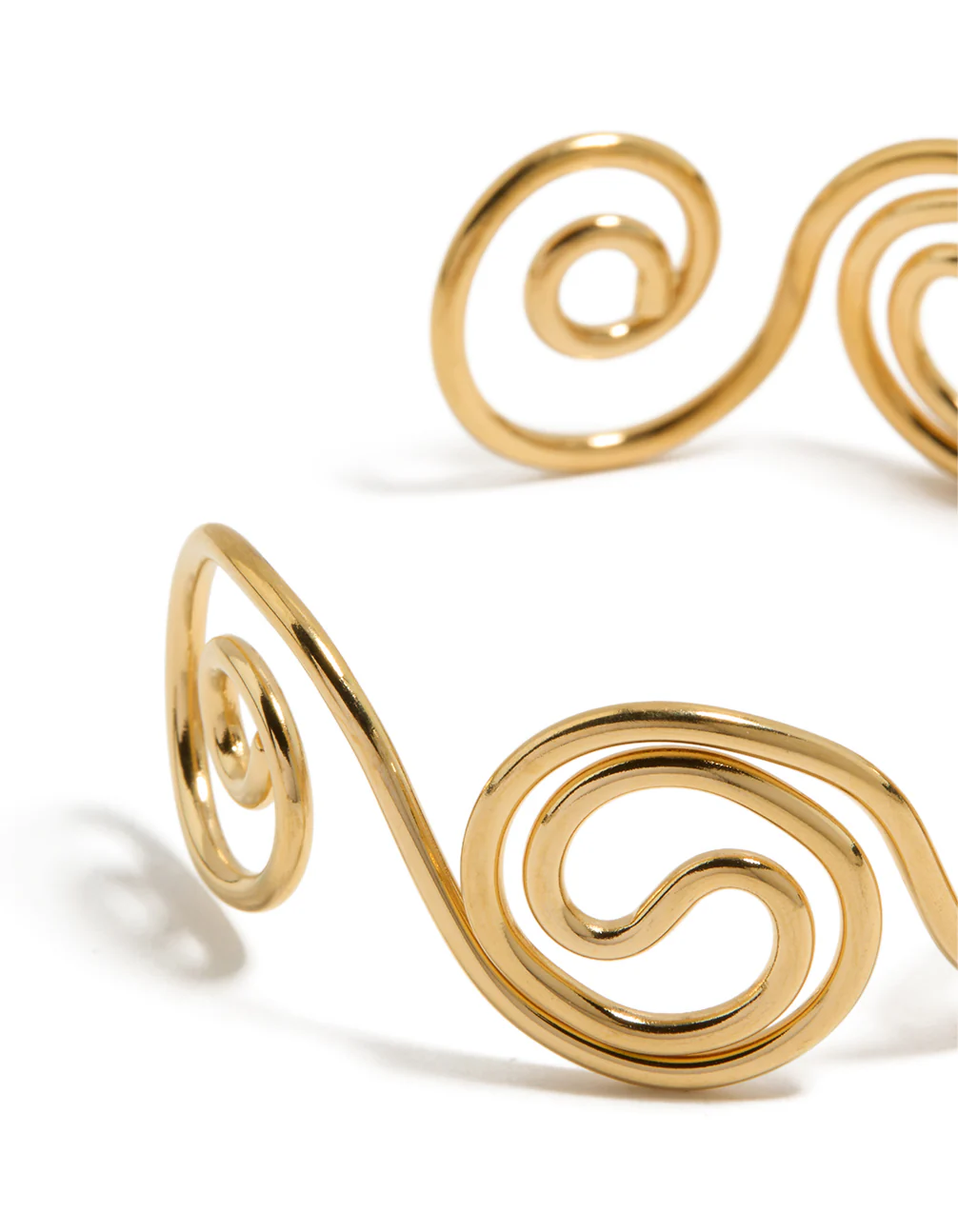 Waterproof Gold Plated Stainless Steel Swirl Bendy Wrist Cuff - Image 5