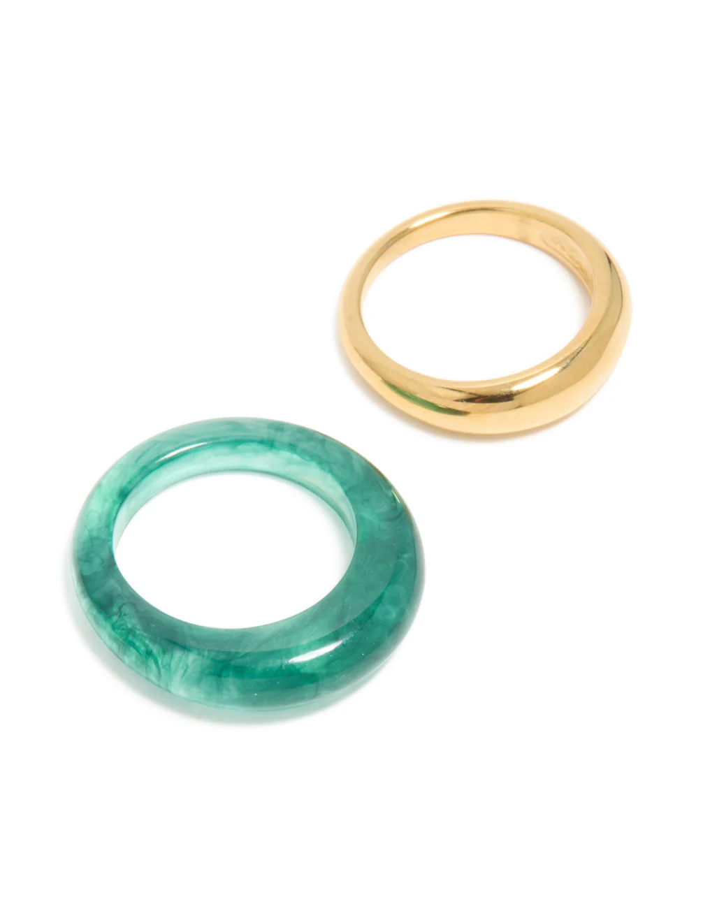 Waterproof Gold Plated Stainless Steel Modern Thin Stack Ring Set Of 2 - Image 2