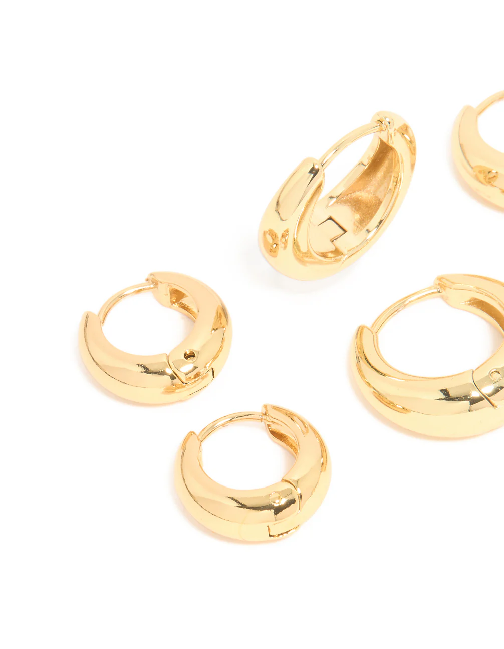 Waterproof Gold Plated Stainless Steel Thick Clicker Earrings 3-Pack - Image 2