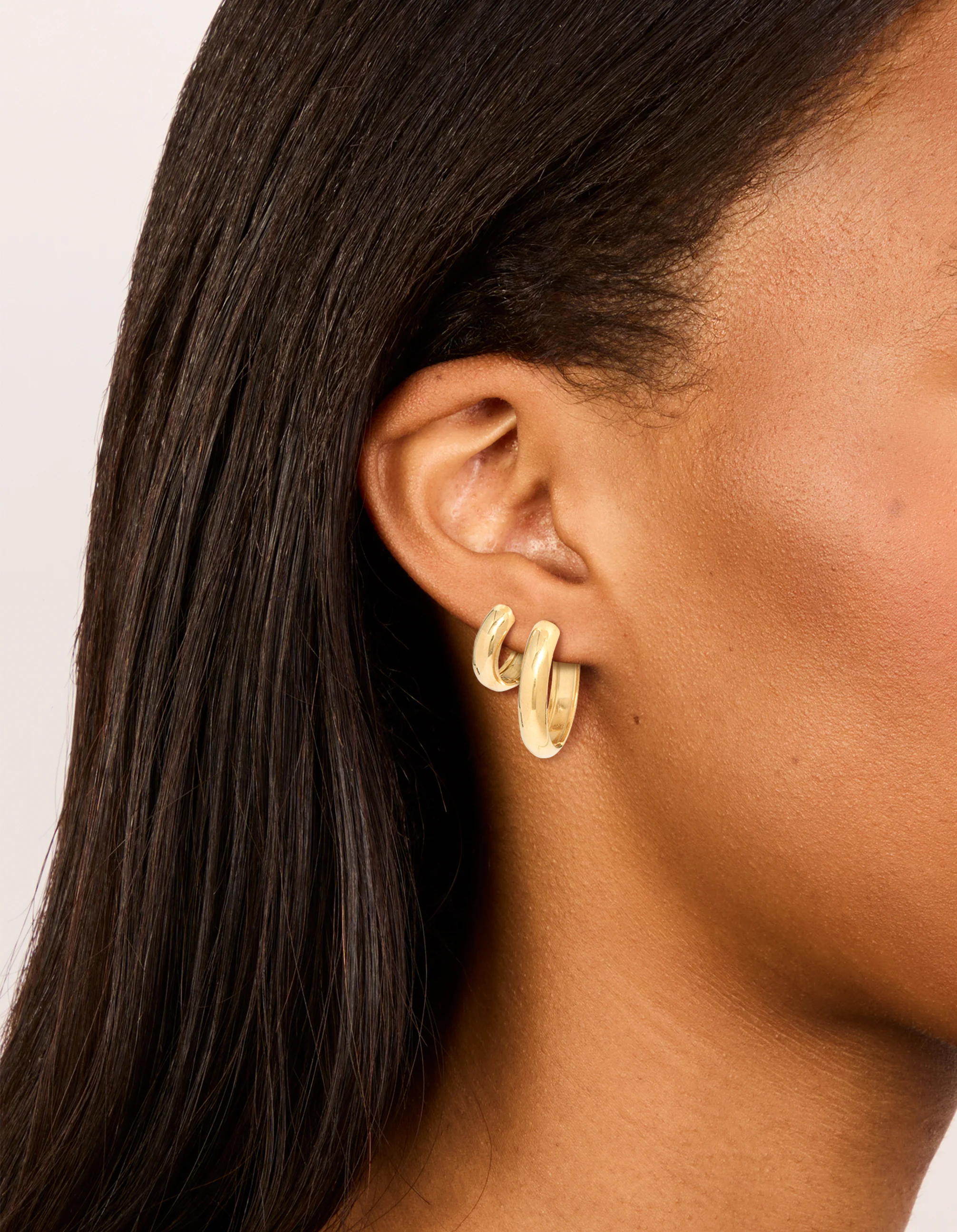 Waterproof Gold Plated Stainless Steel Thick Small & Large Hoop Earrings 2-Pack