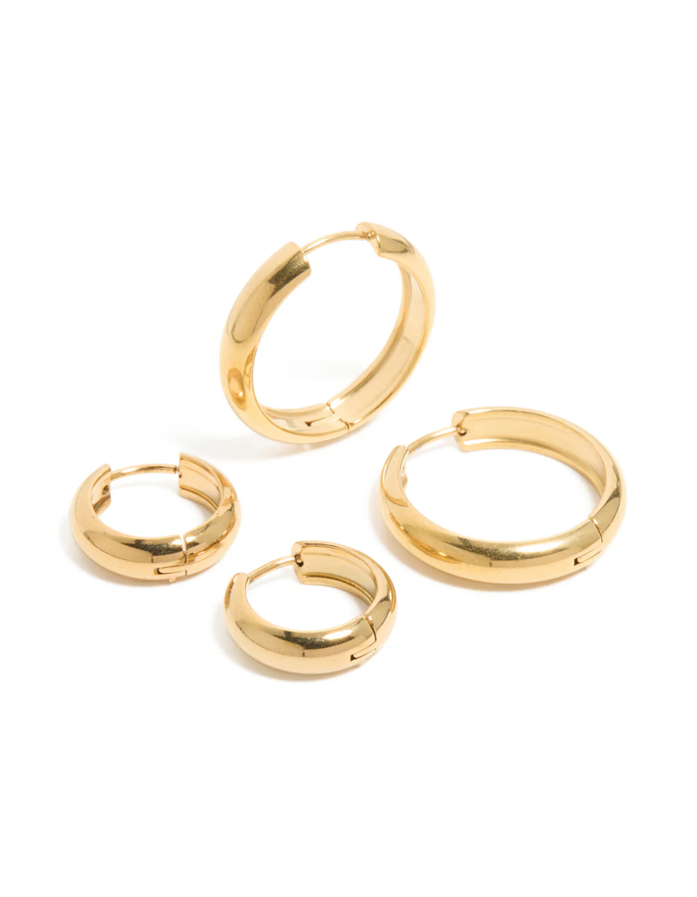 Waterproof Gold Plated Stainless Steel Thick Small & Large Hoop Earrings 2-Pack - Image 2