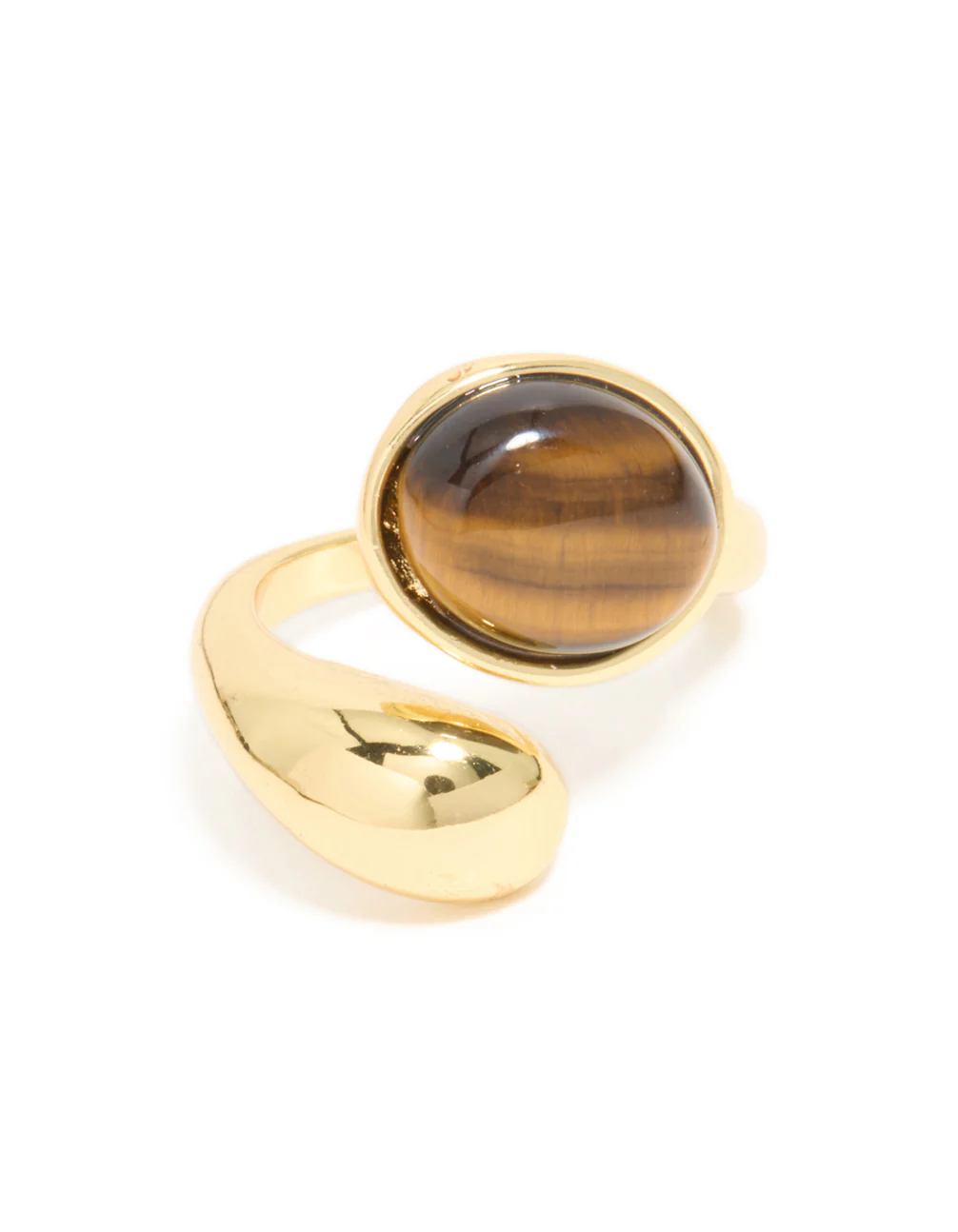 Waterproof Gold Plated Stainless Steel Tigers Eye Stone Wrap Ring - Image 5