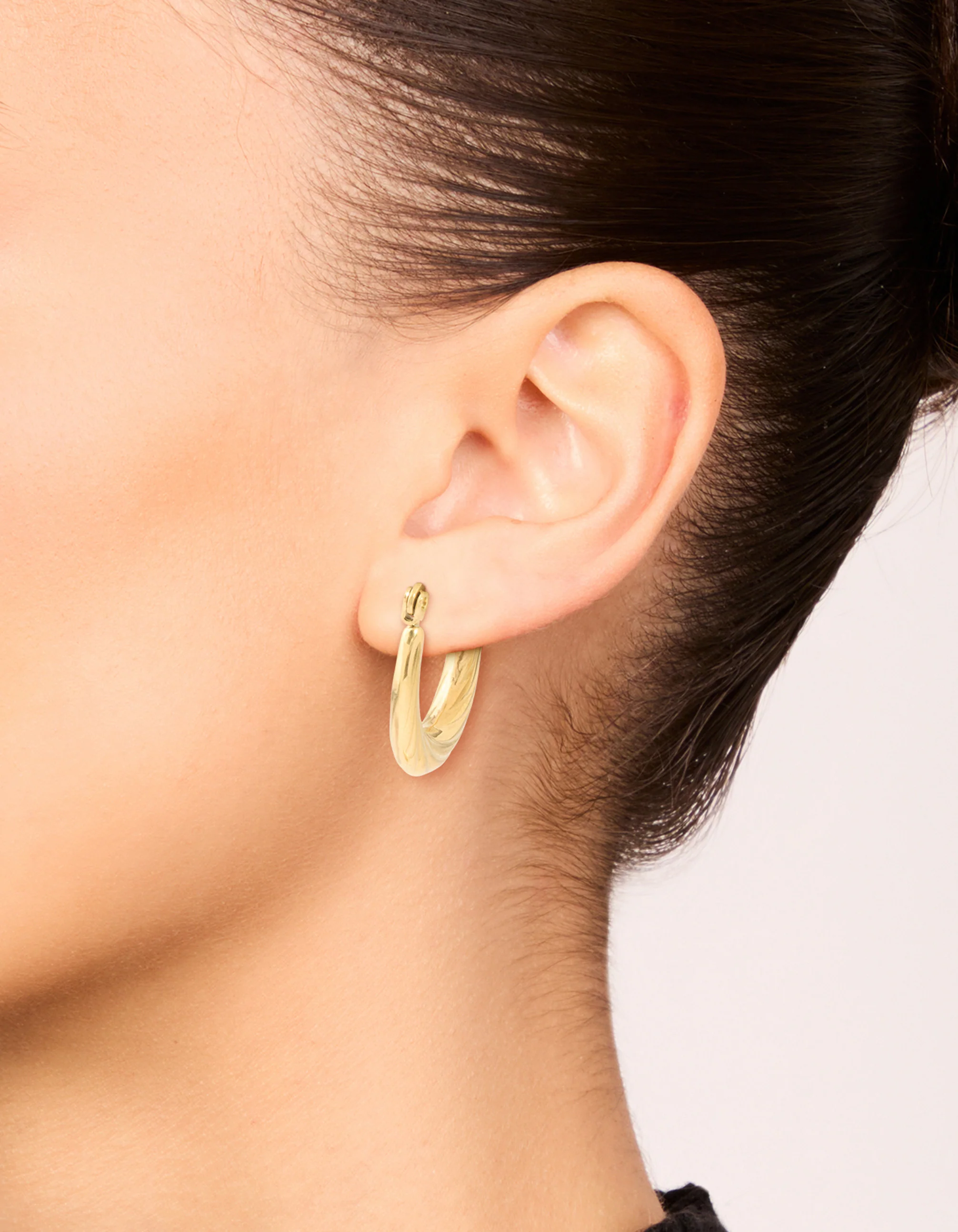 Waterproof Gold Plated Stainless Steel Twisted Hoop Earrings - Image 6