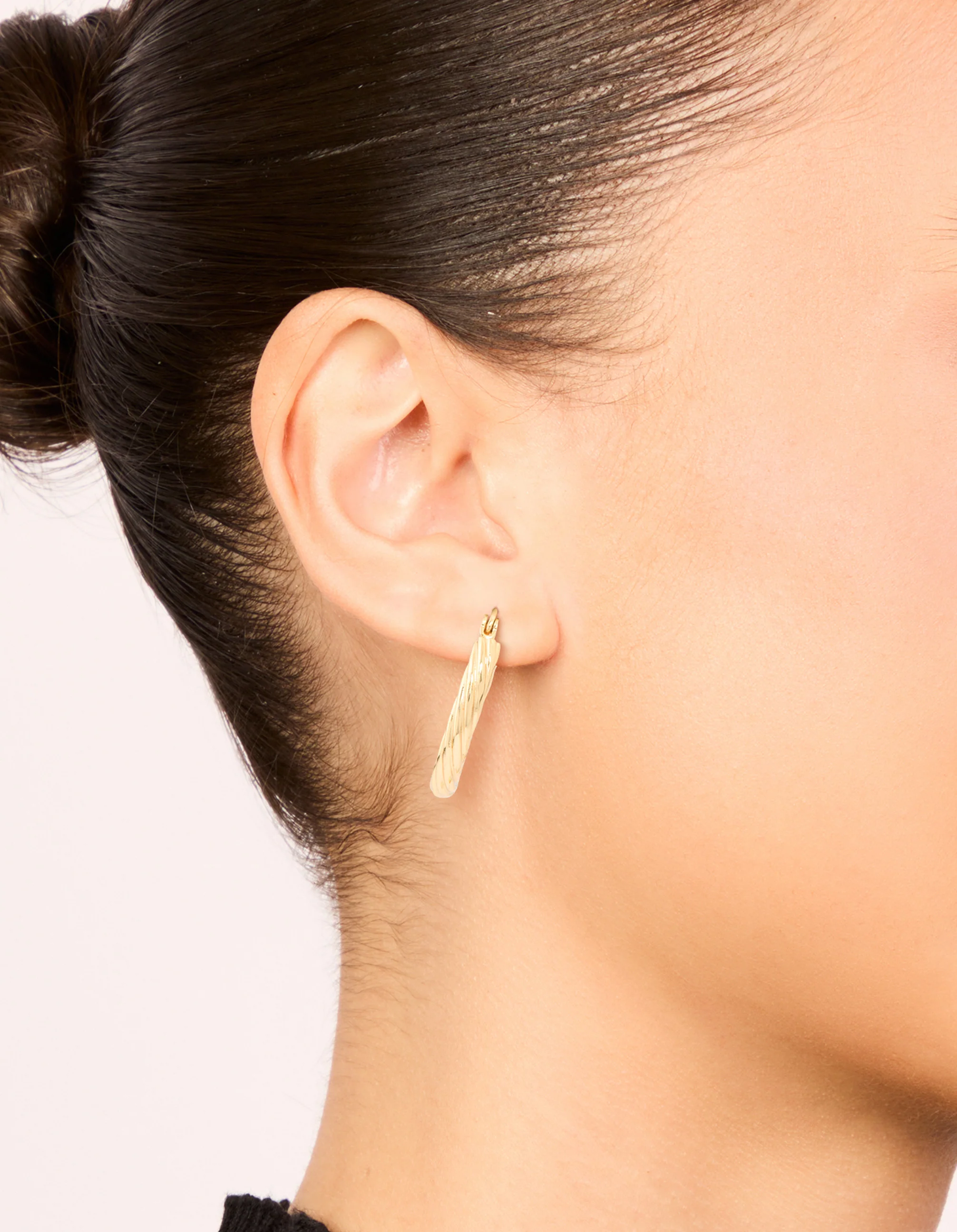 Waterproof Gold Plated Stainless Steel Twisted Medium Hoop Earrings - Image 2