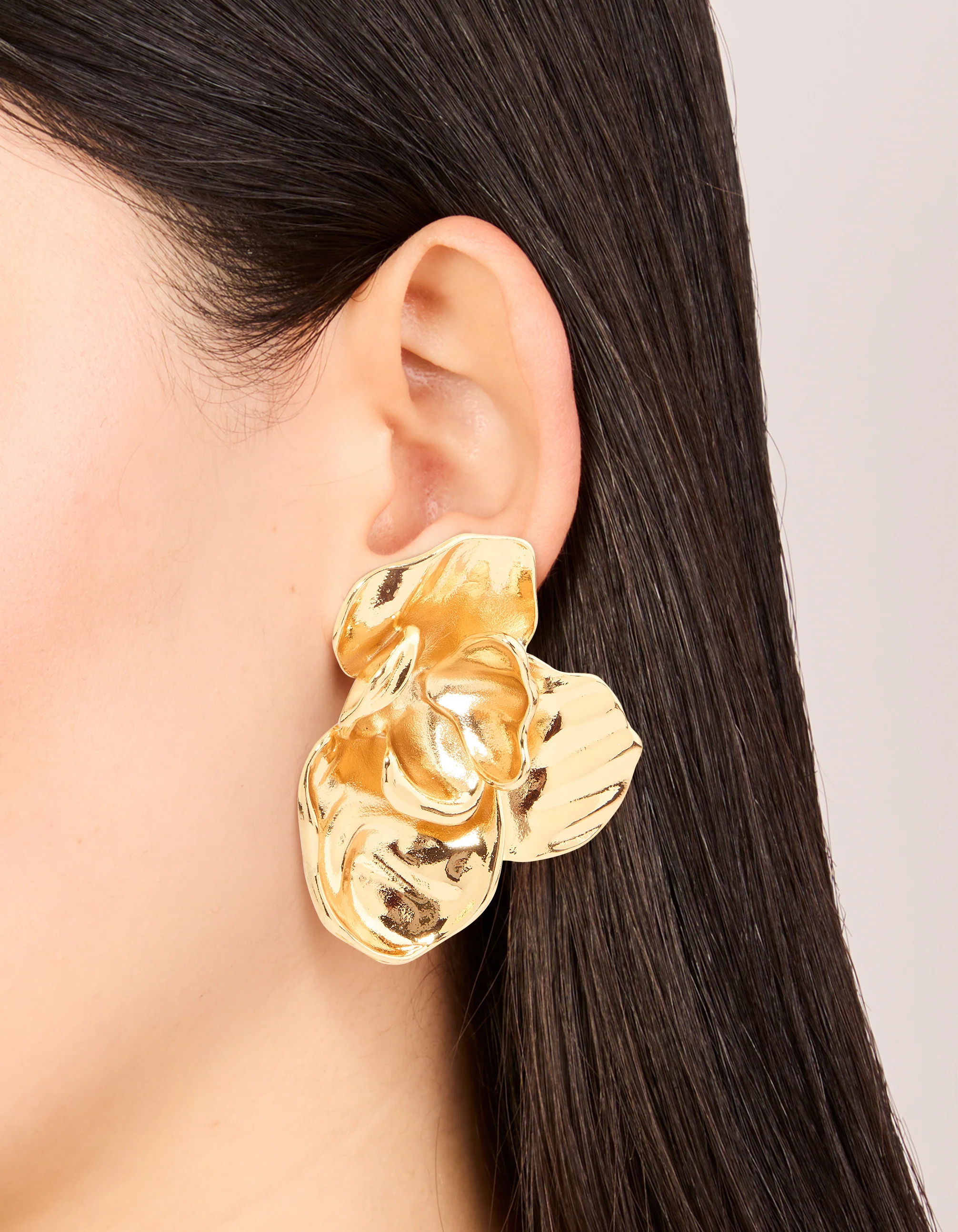 Waterproof Gold Plated Stainless Steel Twisted Textured Stud Earrings - Image 6
