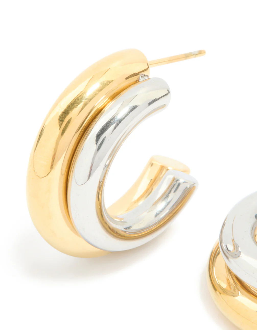 Waterproof Mixed Metal Plated Stainless Steel Double Illusion Hoop Earrings - Image 4