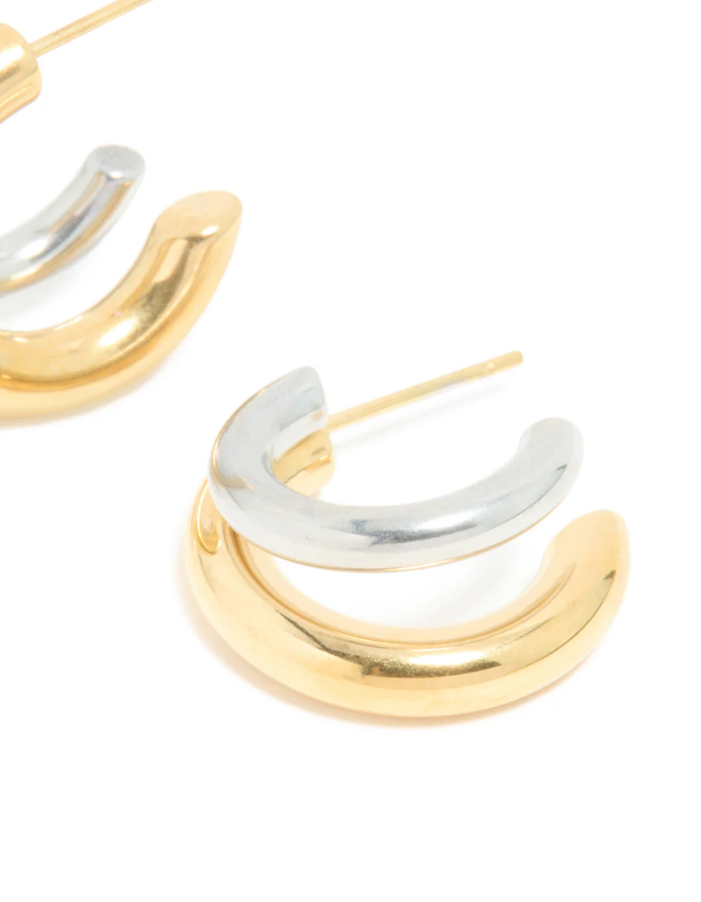 Waterproof Mixed Metal Plated Stainless Steel Double Illusion Hoop Earrings - Image 5