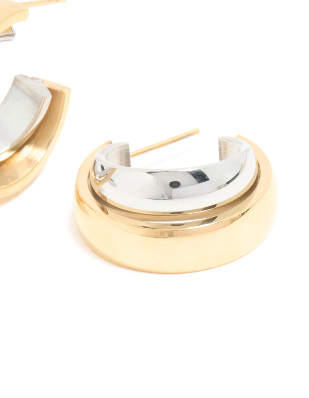 Waterproof Mixed Metals Plated Stainless Steel Small Illusion Hoop Earrings - Image 5