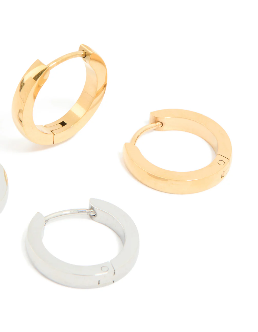 Waterproof Mixed Plated Stainless Steel Thin Huggie Earrings 2 Pack - Image 5