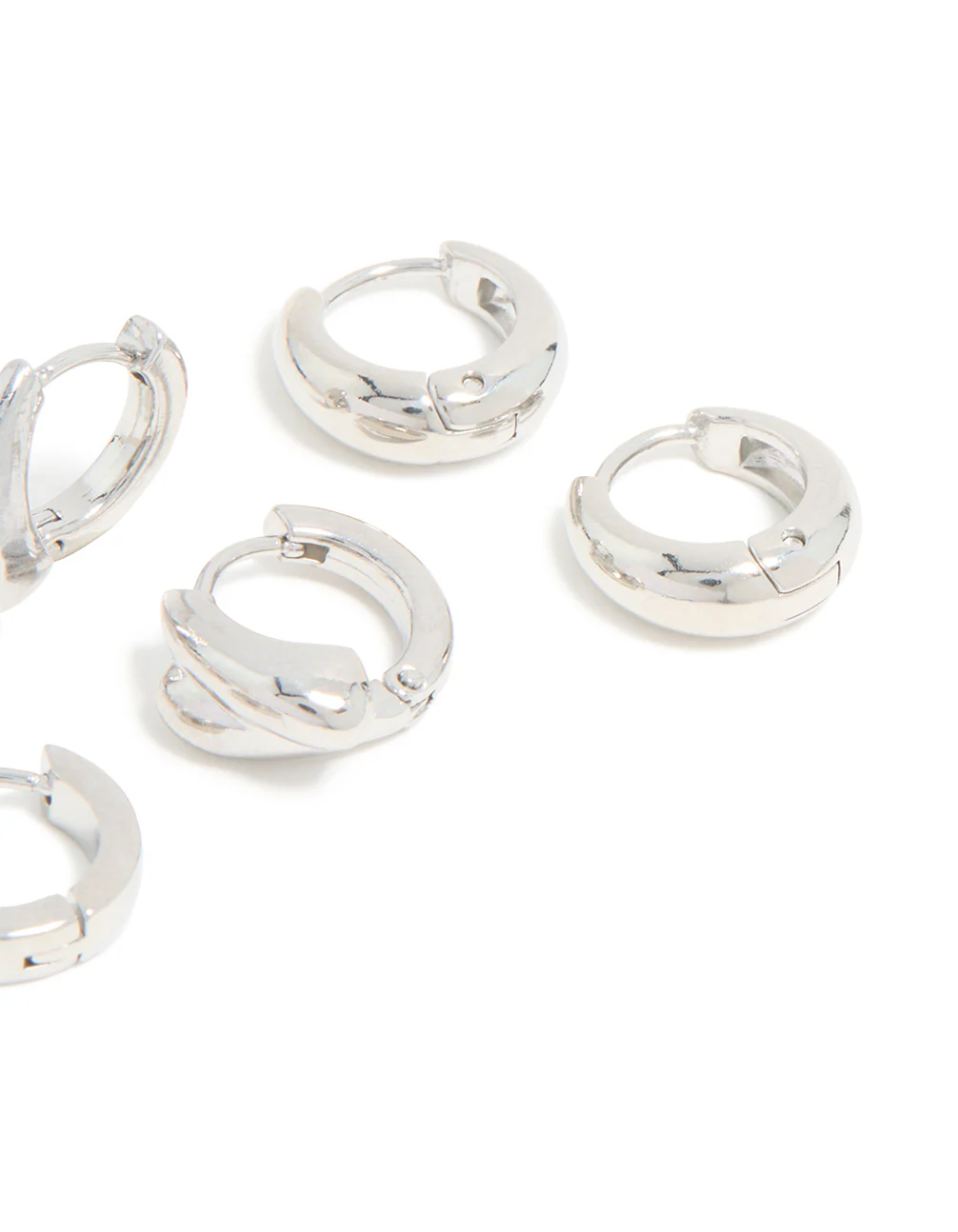 Waterproof Stainless Steel Chunky Huggie Earrings 3-Pack - Image 5