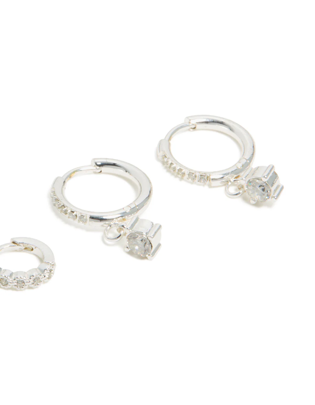 Waterproof Stainless Steel Cubic Zirconia Stud & Huggie Earrings 3-Pack - Image 5