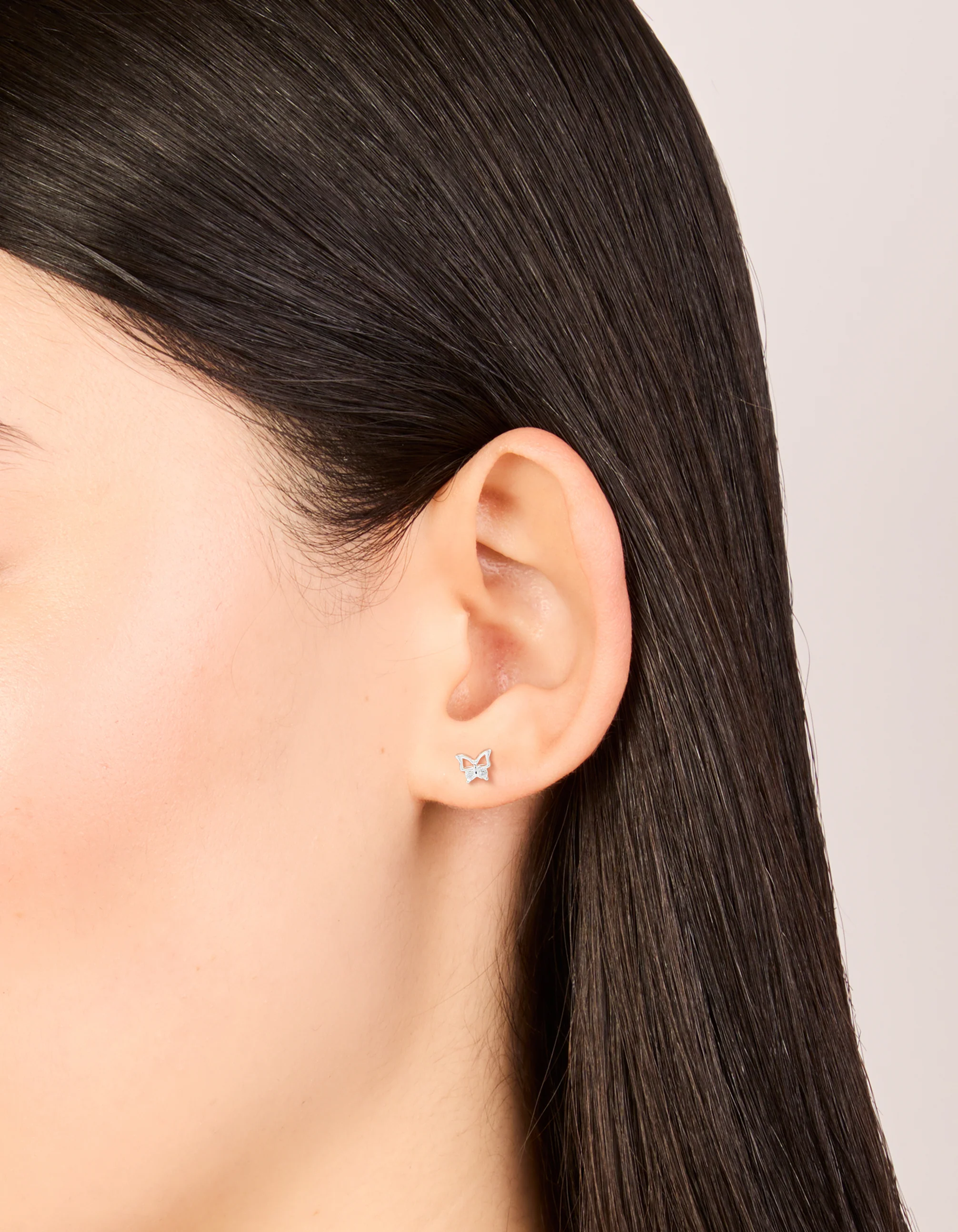 Waterproof Stainless Steel Diamante Butterfly Stud Earrings - Image 2