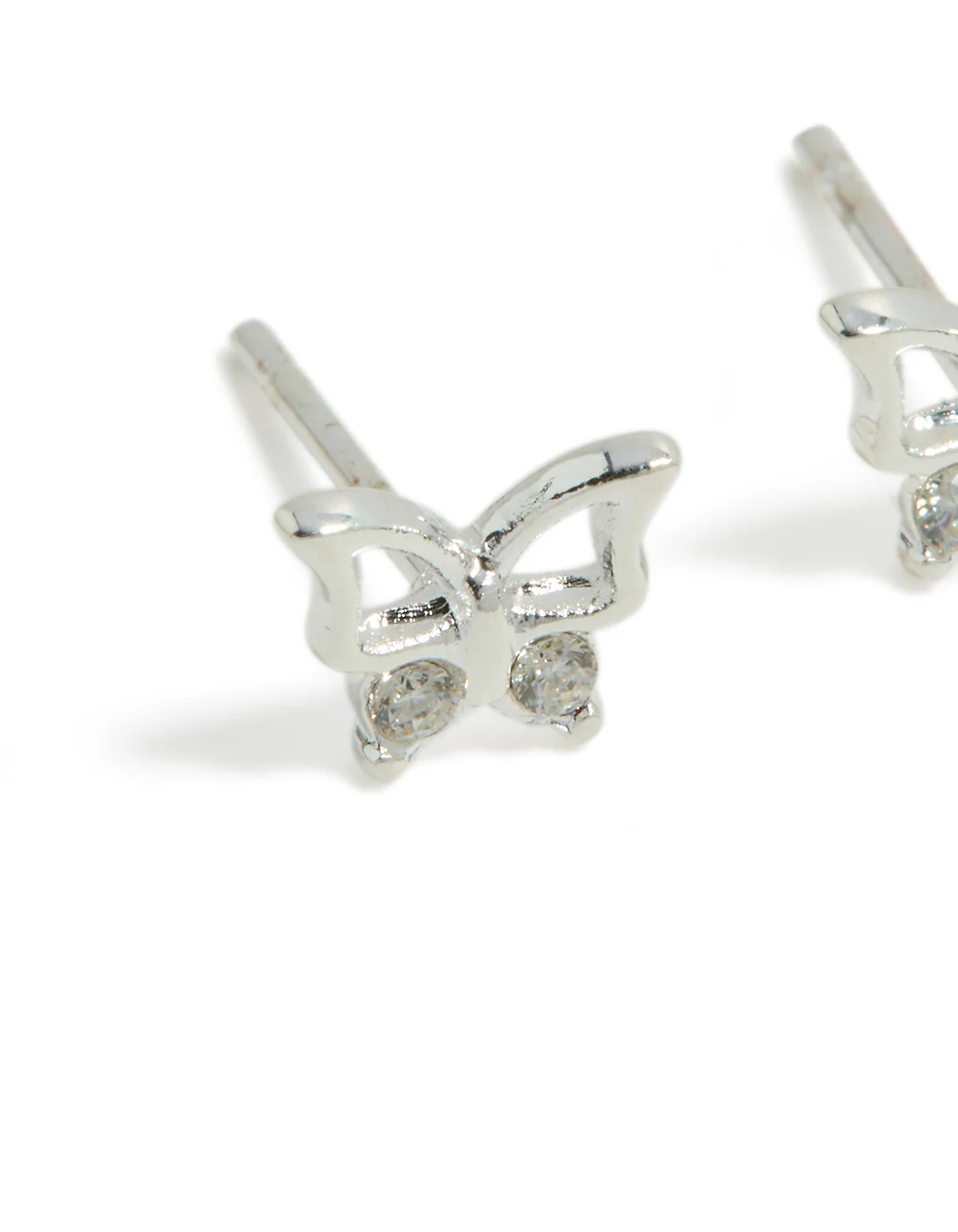 Waterproof Stainless Steel Diamante Butterfly Stud Earrings - Image 4