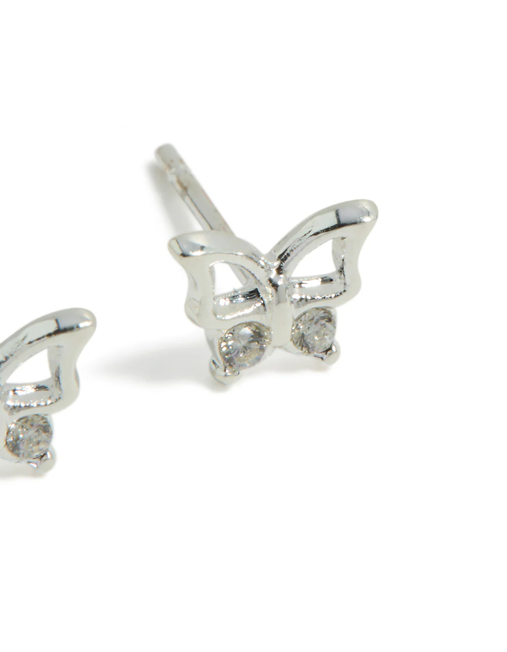 Waterproof Stainless Steel Diamante Butterfly Stud Earrings - Image 5