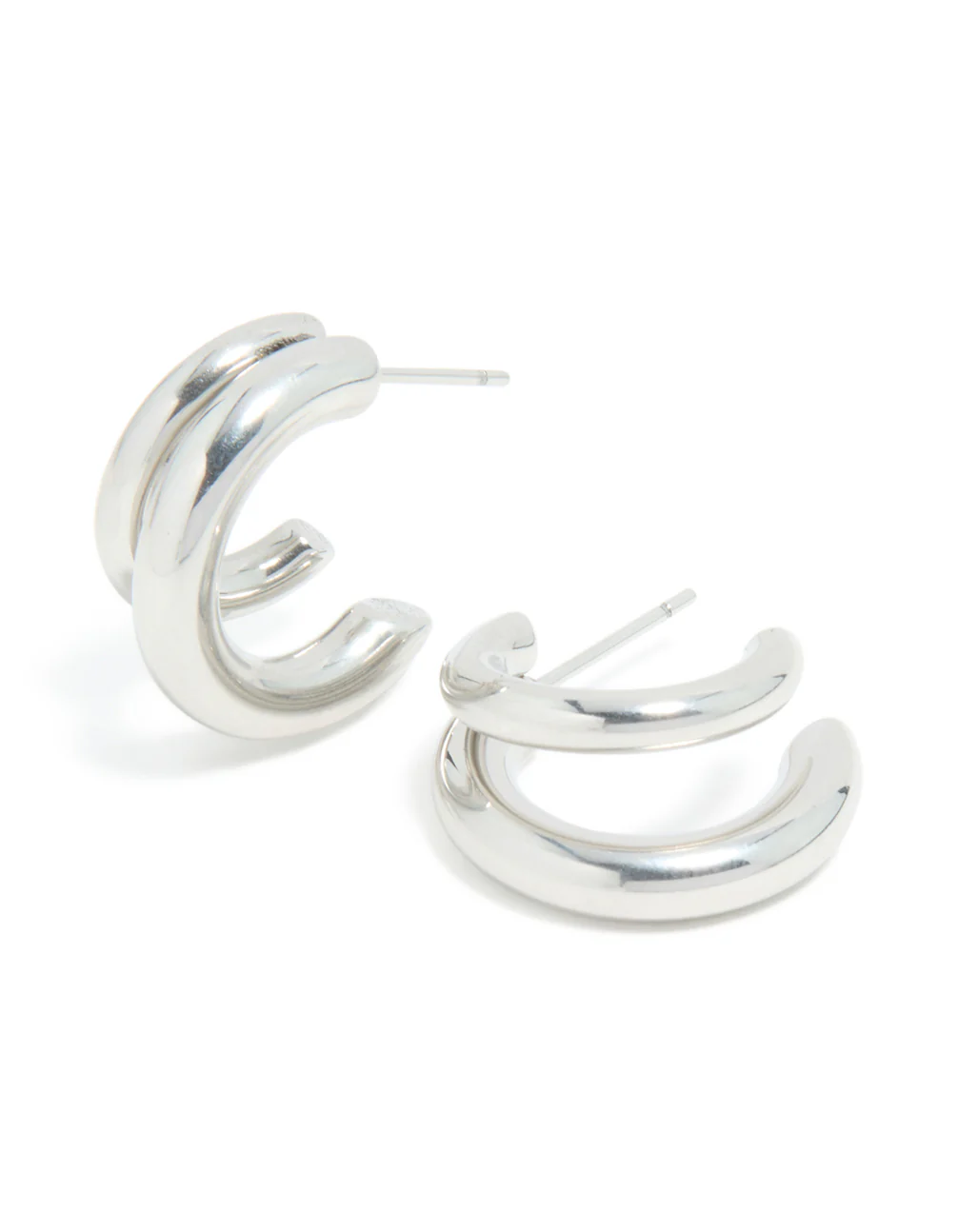 Waterproof Stainless Steel Double Illusion Open Hoop Earrings