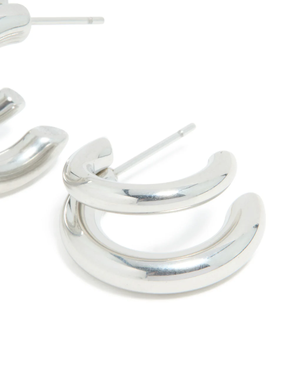 Waterproof Stainless Steel Double Illusion Open Hoop Earrings - Image 5