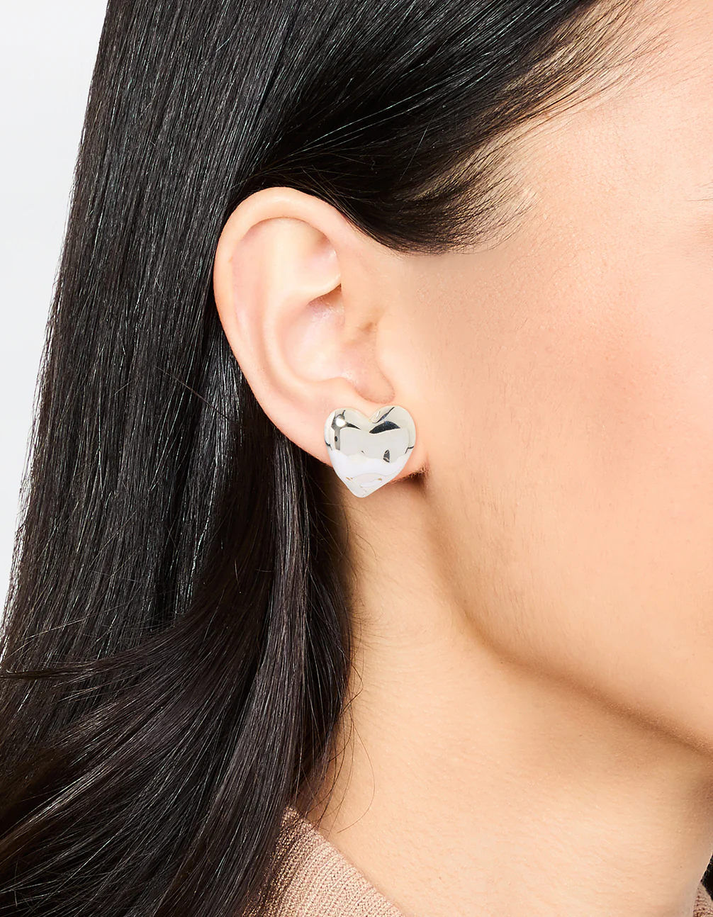 Waterproof Stainless Steel Molten Heart Stud Earrings - Image 2