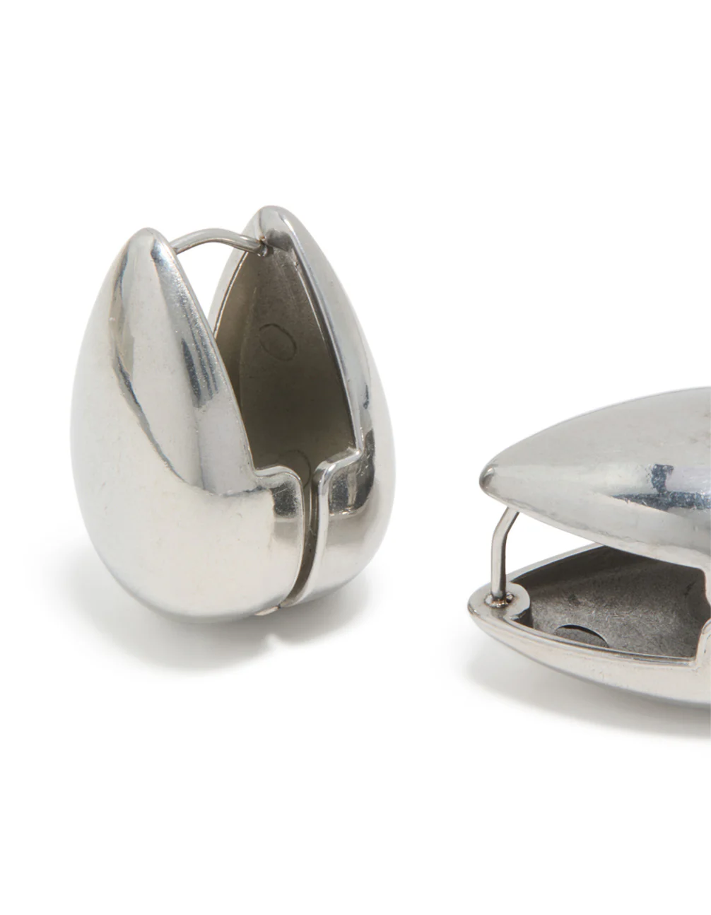 Waterproof Stainless Steel Oval Front & Back Hoop Earrings - Image 4
