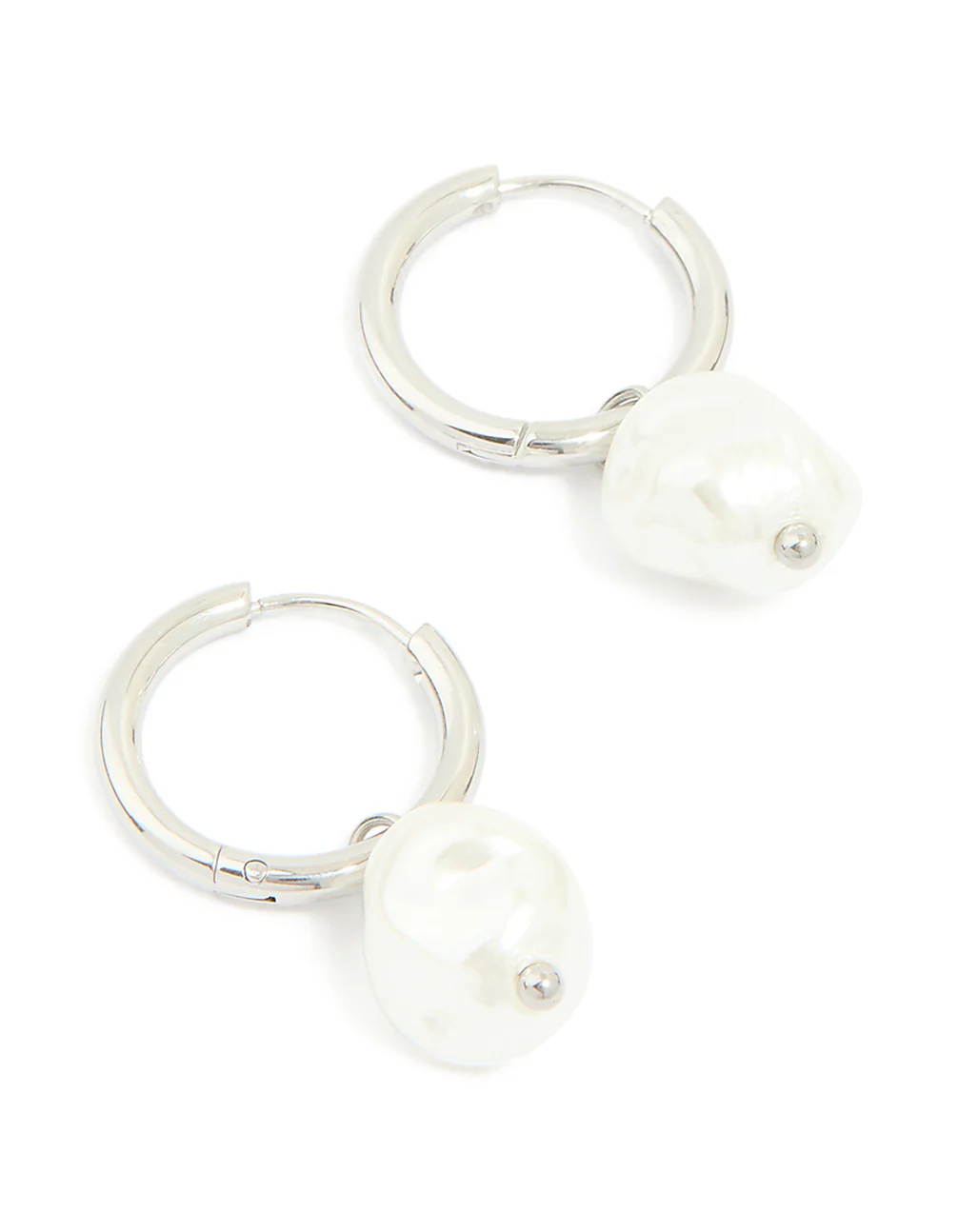 Waterproof Stainless Steel Pearl Huggie Earrings - Image 2