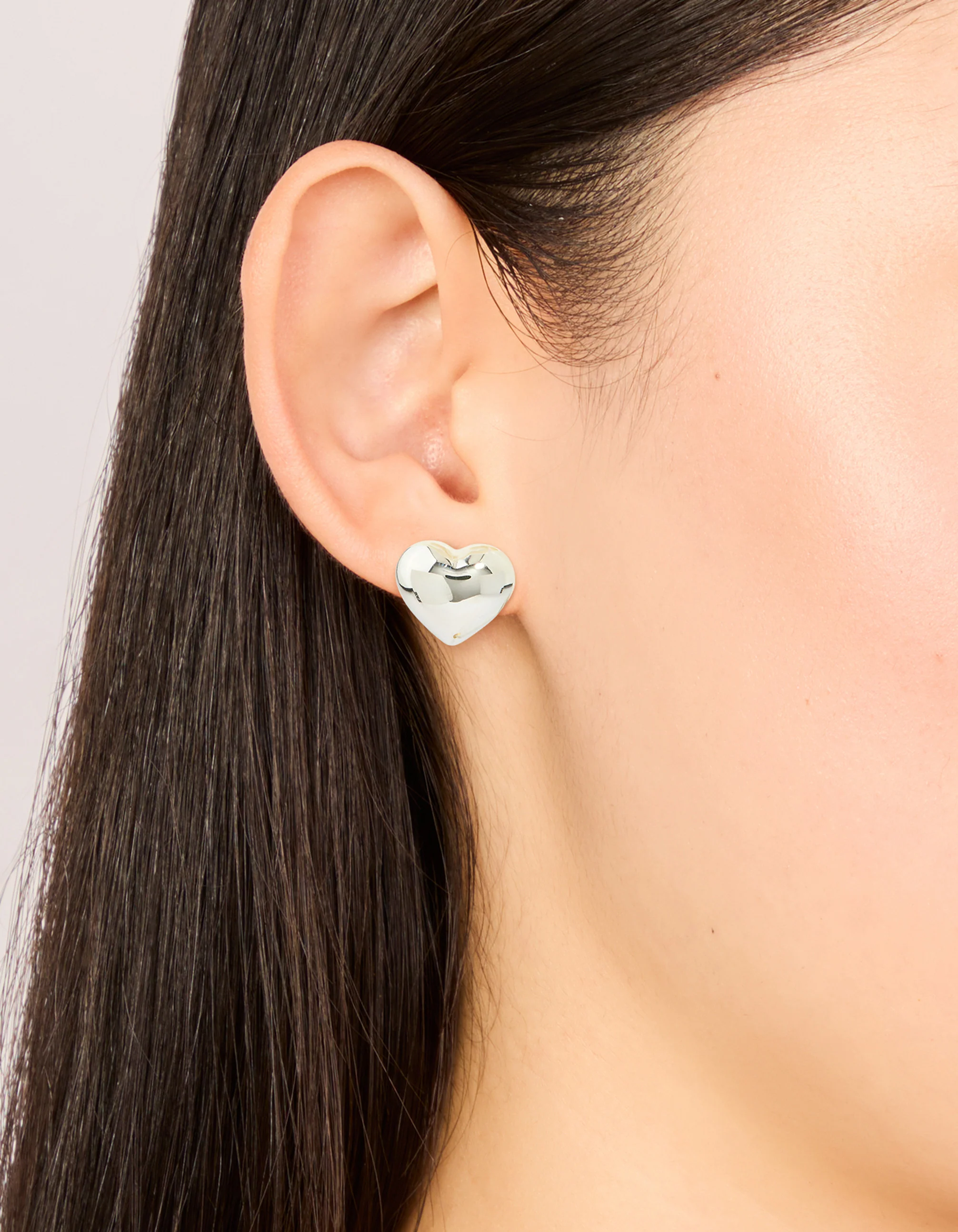 Waterproof Stainless Steel Small Chunky Heart Stud Earrings - Image 6