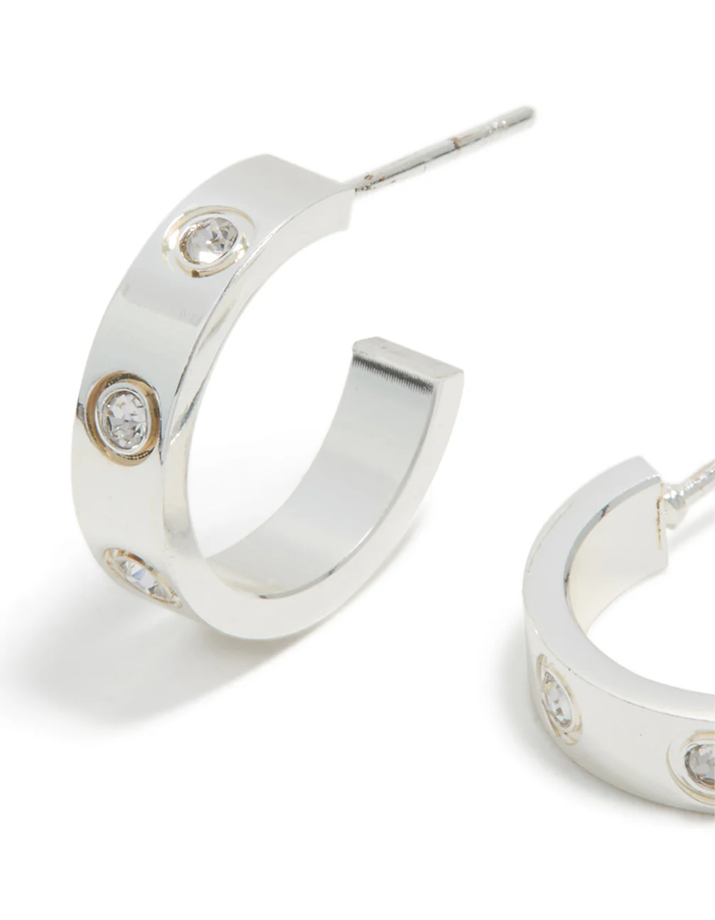 Waterproof Stainless Steel Square Cubic Zirconia Hoop Earrings - Image 4