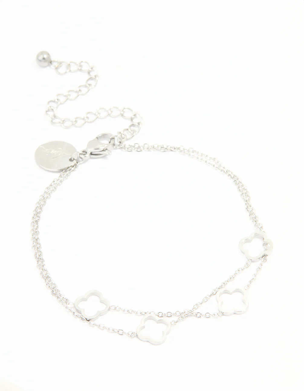 Waterproof Stainless Steel Steel Hollow Flower Layered Bracelet