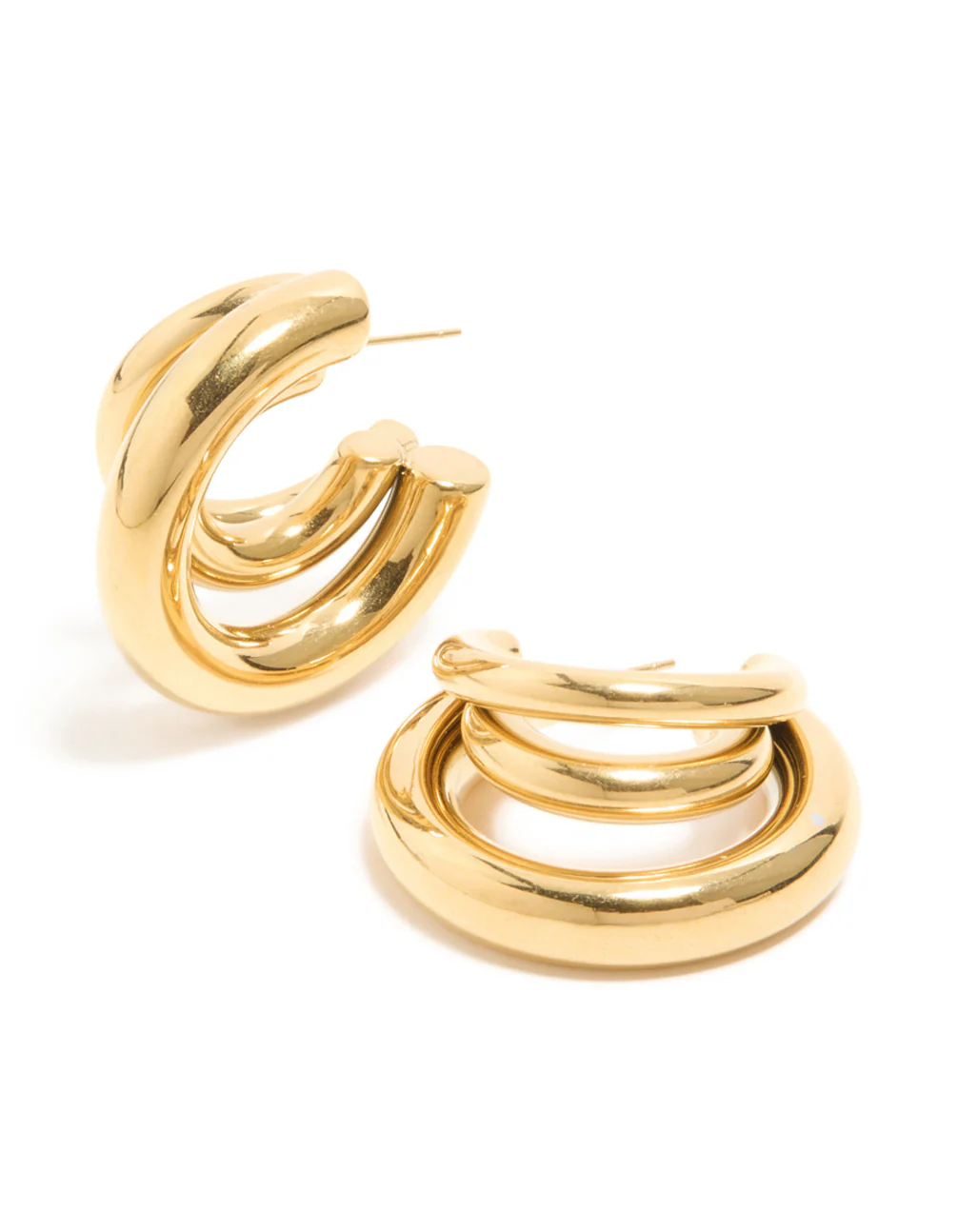 Waterproof Stainless Steel Triple Illusion Hoop Earrings - Image 2