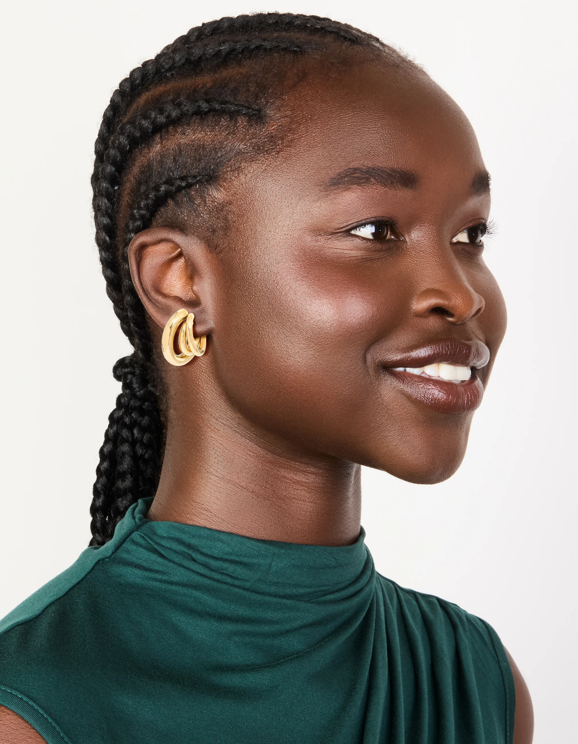 Waterproof Stainless Steel Triple Illusion Hoop Earrings - Image 3