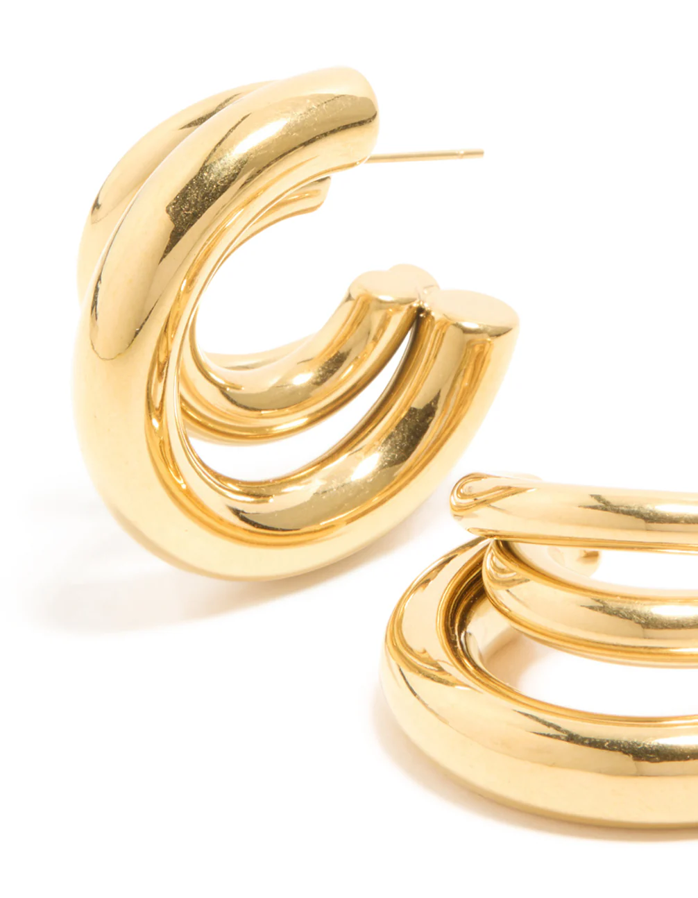 Waterproof Stainless Steel Triple Illusion Hoop Earrings - Image 4