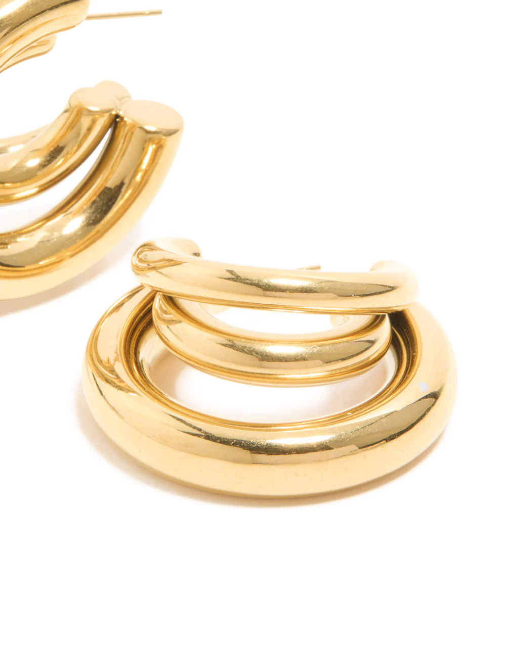 Waterproof Stainless Steel Triple Illusion Hoop Earrings - Image 5