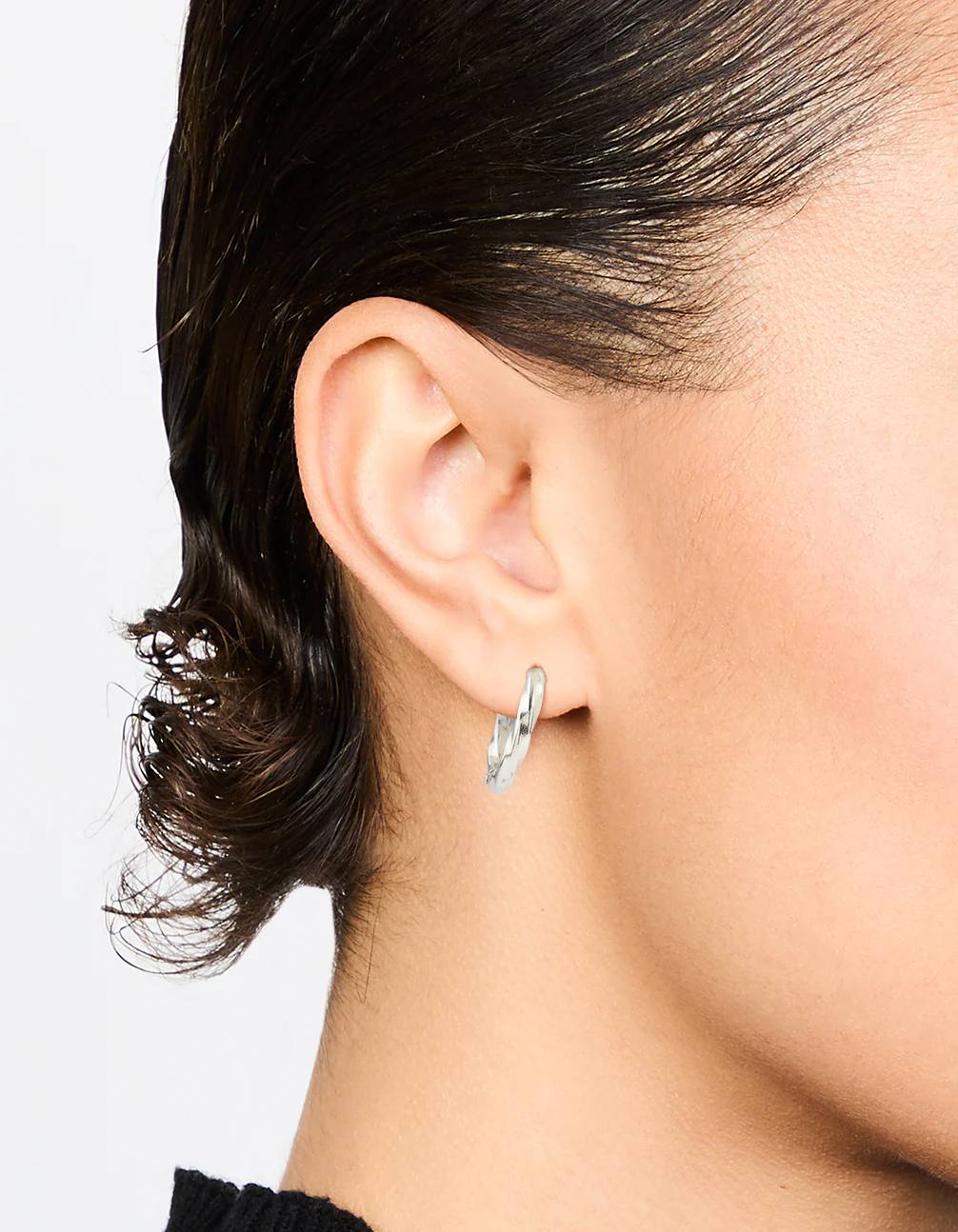 Waterproof Stainless Steel Twisted Hoop Earrings - Image 2