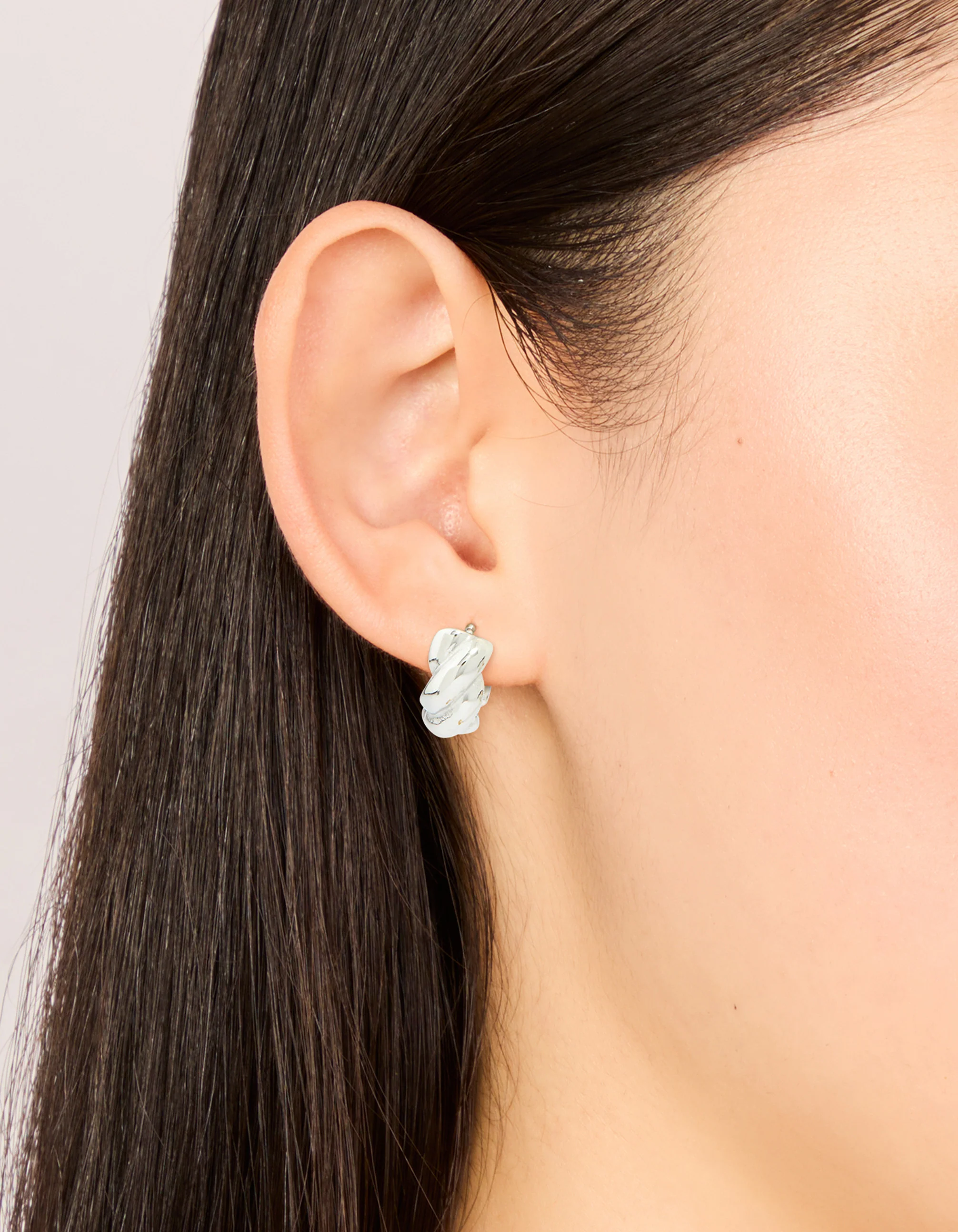 Waterproof Stainless Steel Twisted Hoop Earrings - Image 2