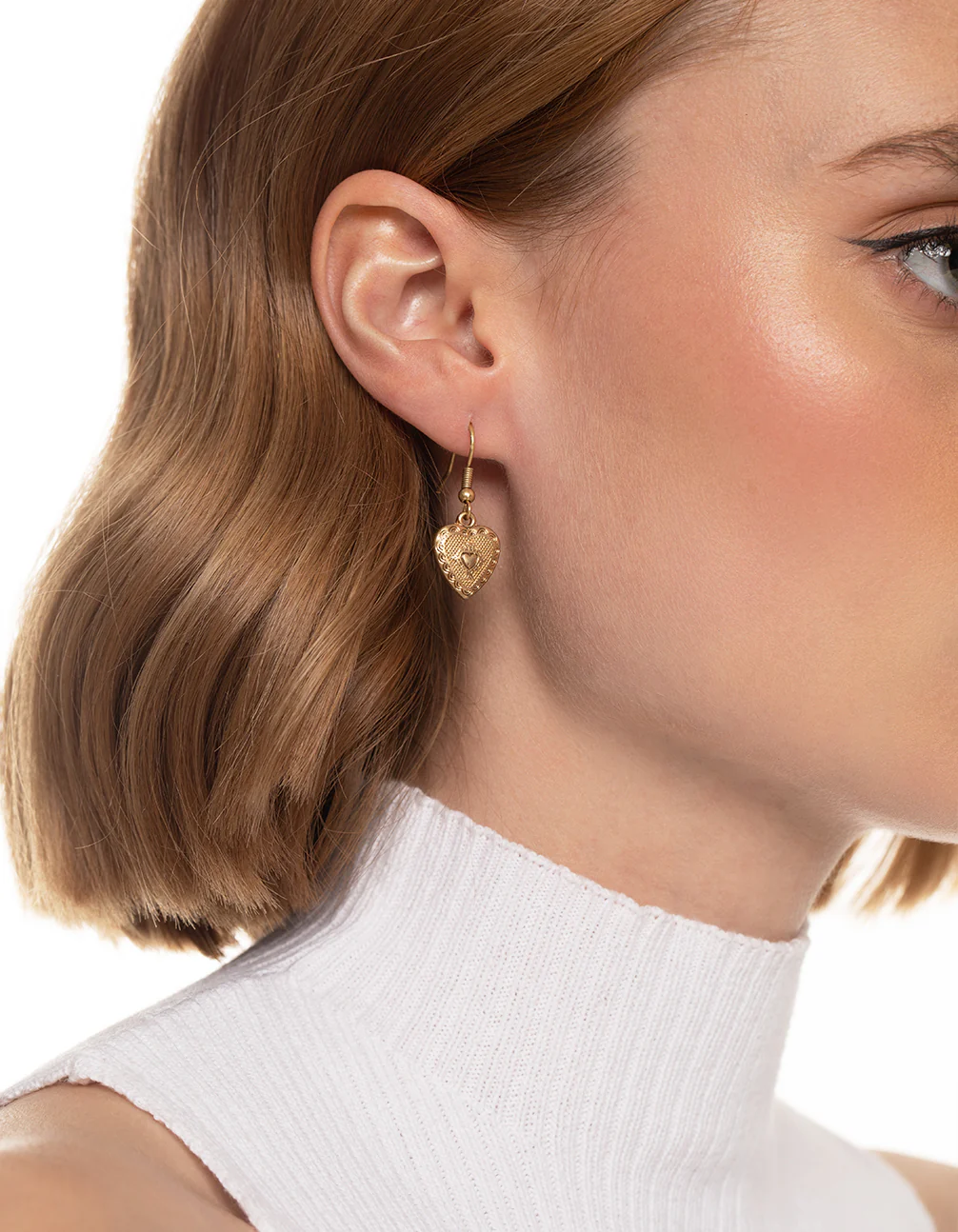 Worn Gold Antique Heart & Disc Earrings Pack - Image 2