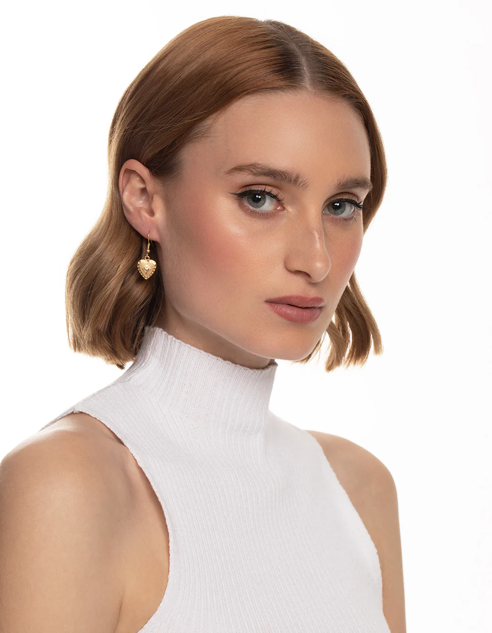 Worn Gold Antique Heart & Disc Earrings Pack - Image 3