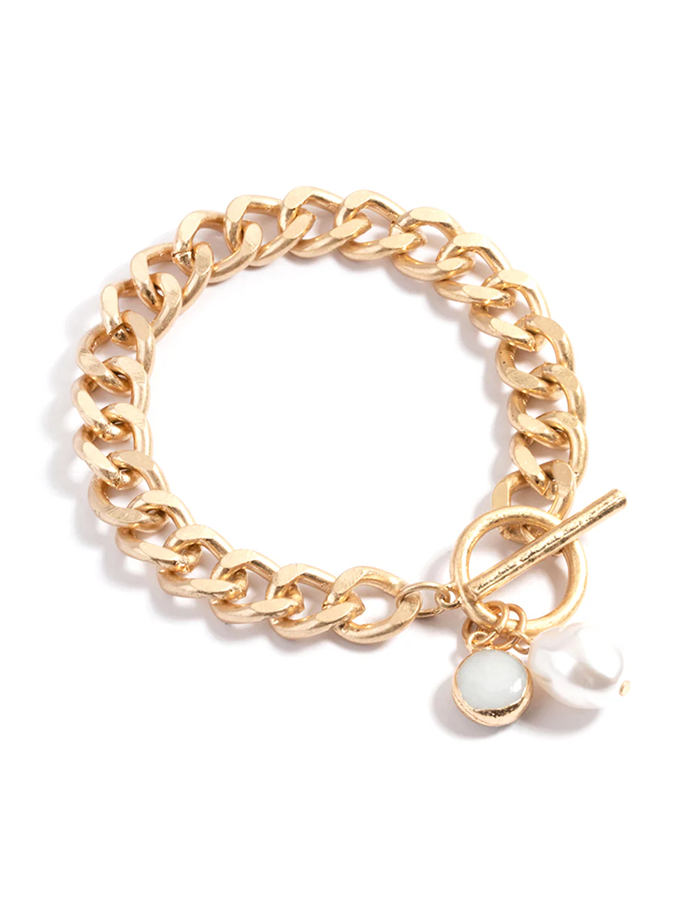 Worn Gold Chain Semi-Precious Stone Bracelet - Image 2