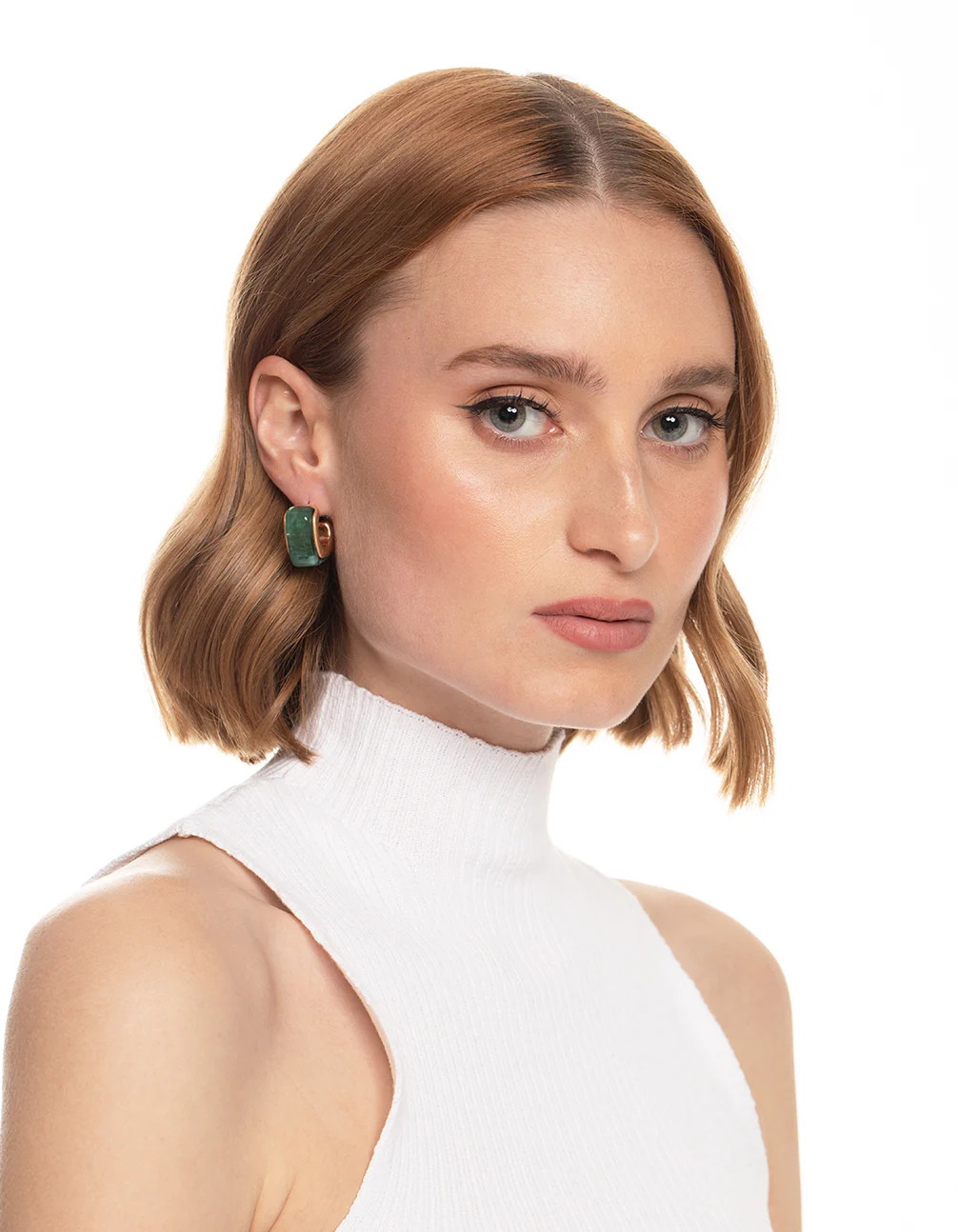 Worn Gold Chubby Resin Hoop Earrings - Image 3