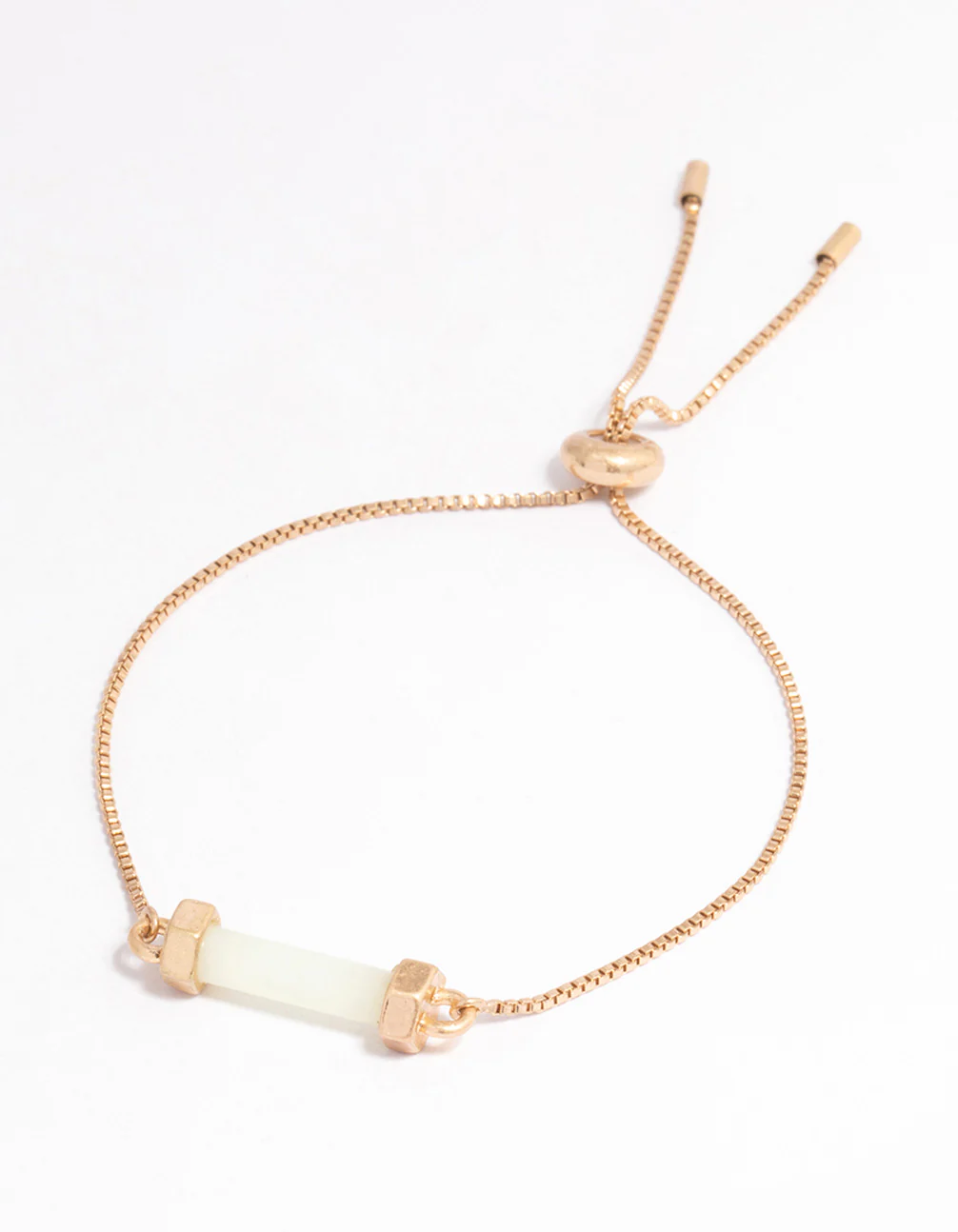 Worn Gold Green Bar Toggle Bracelet