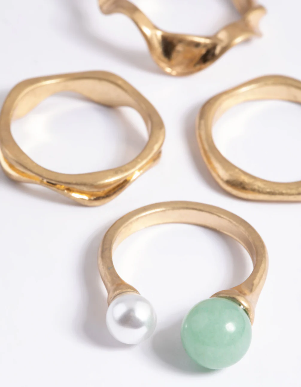 Worn Gold & Pearl Molten Ring Pack - Image 4
