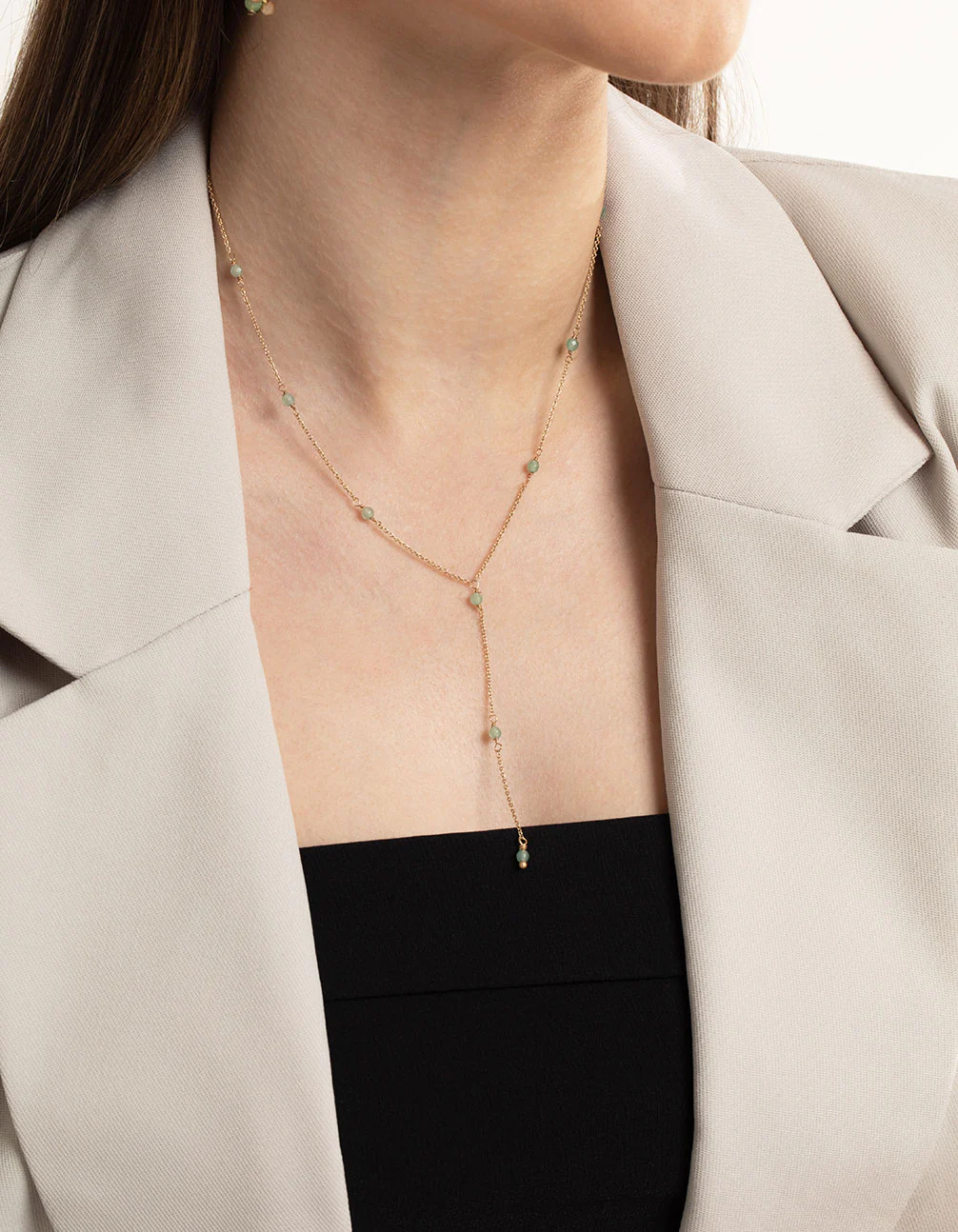 Worn Gold Mini Oval Necklace - Image 3