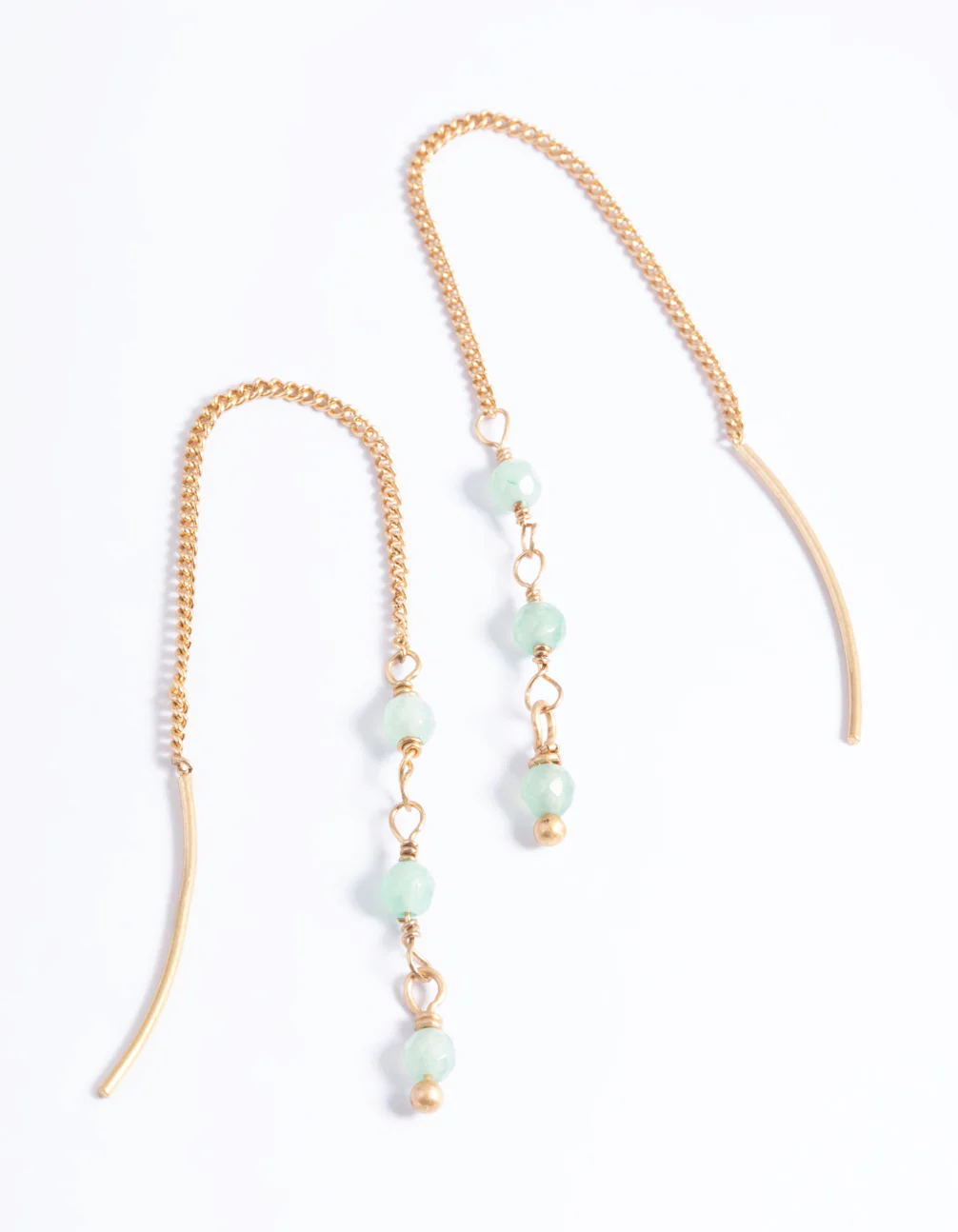 Worn Gold Mini Oval Threader Earrings