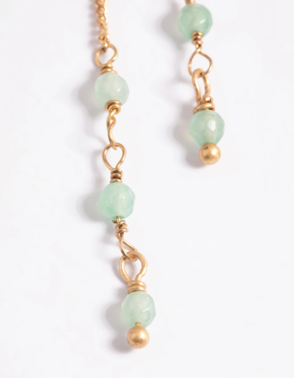 Worn Gold Mini Oval Threader Earrings - Image 5