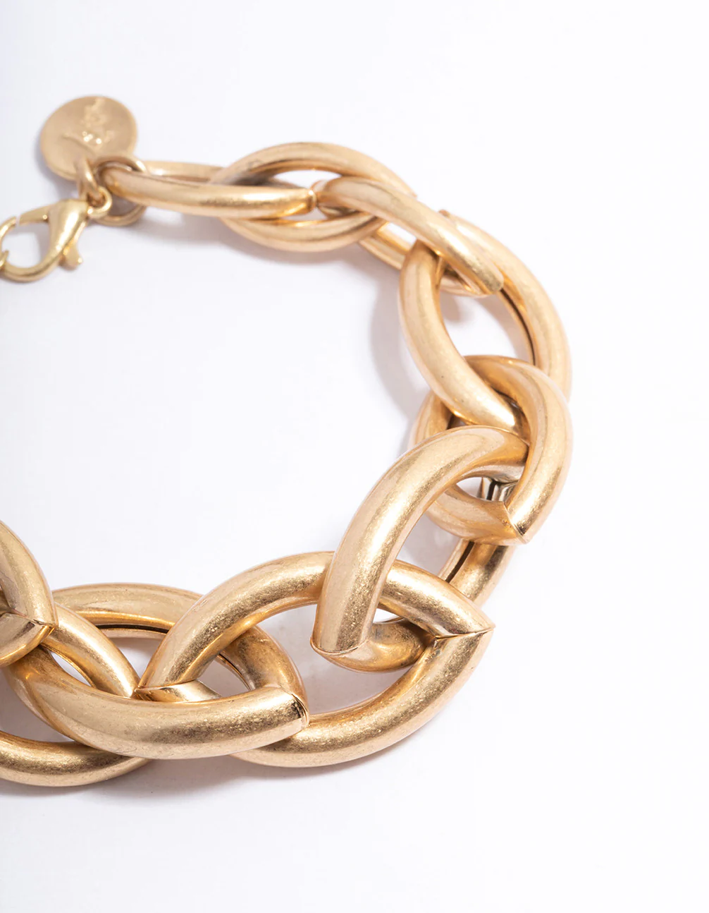 Worn Gold Oval Link Chain Bracelet - Image 2