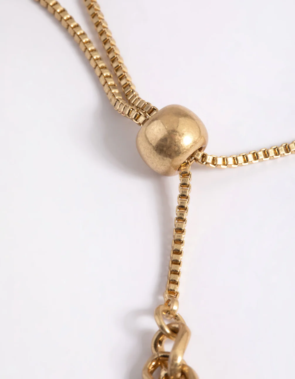 Worn Gold Round Twist Chain Toggle Bracelet - Image 5