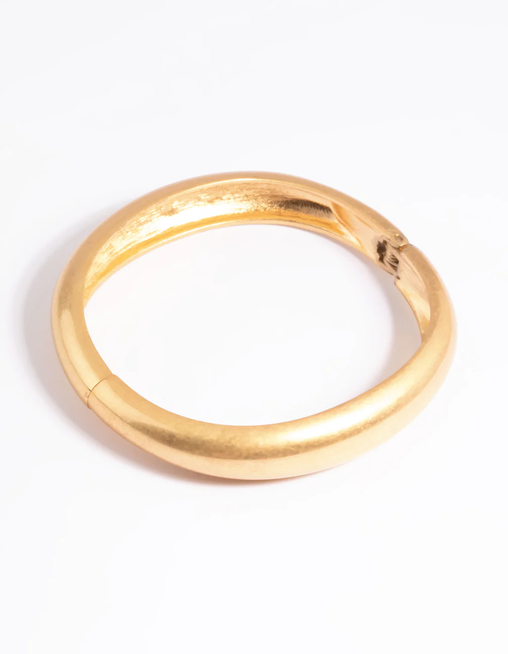 Worn Gold Rounded Hinge Cuff Bangle - Image 5