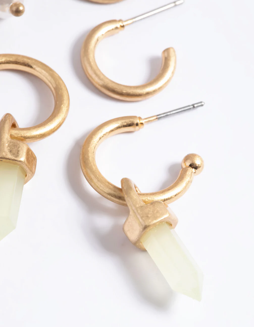 Worn Gold Shard & Pearl Pack Hoop Earrings - Image 5